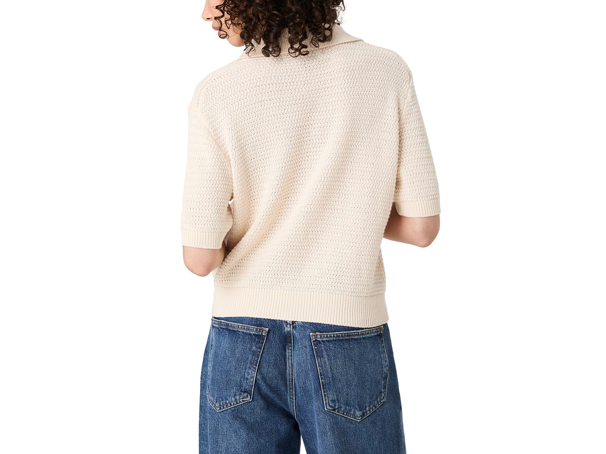 V Neck Collar Short Sleeve Sweater — Image 3