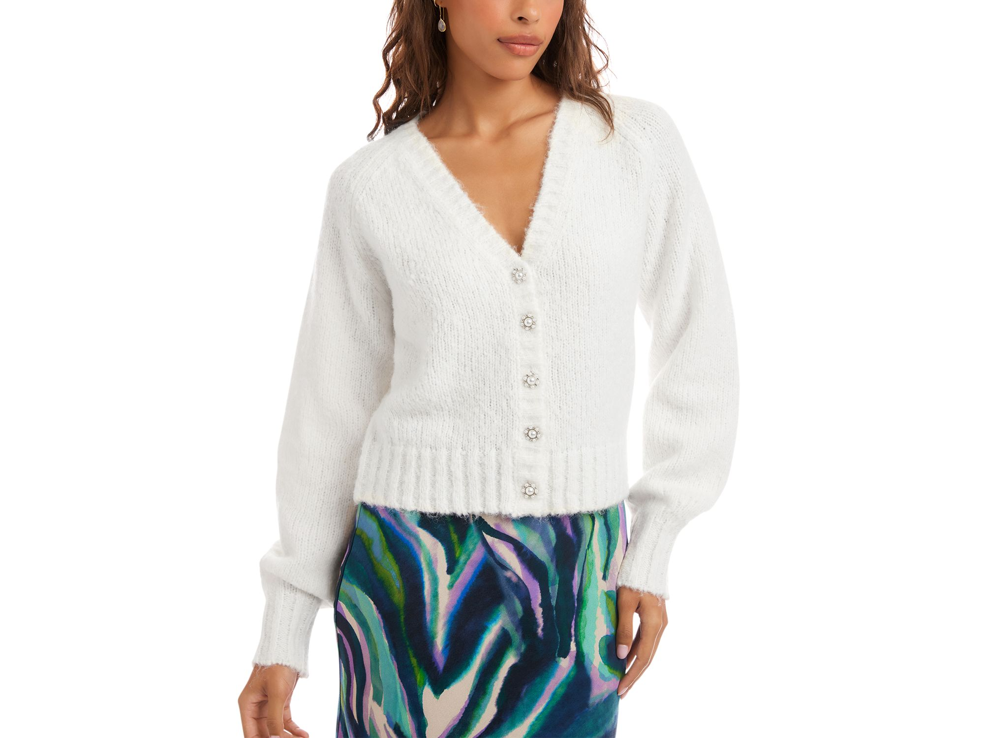 Pearl Button Cardigan Sweater — Image 3