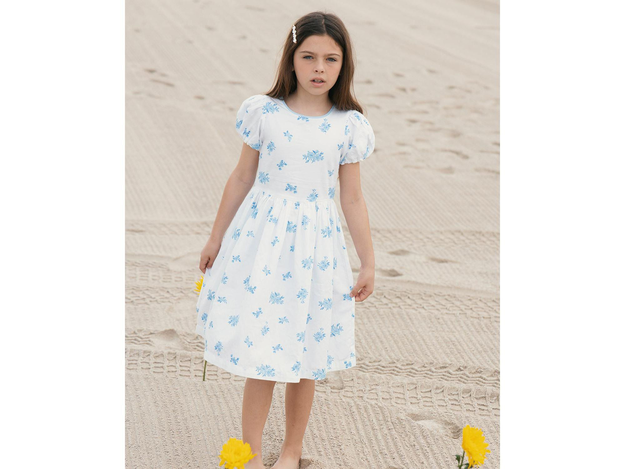 Girls' Organic Puff Sleeve Sateen Party Dress - Little Kid, Big Kid — Image 3