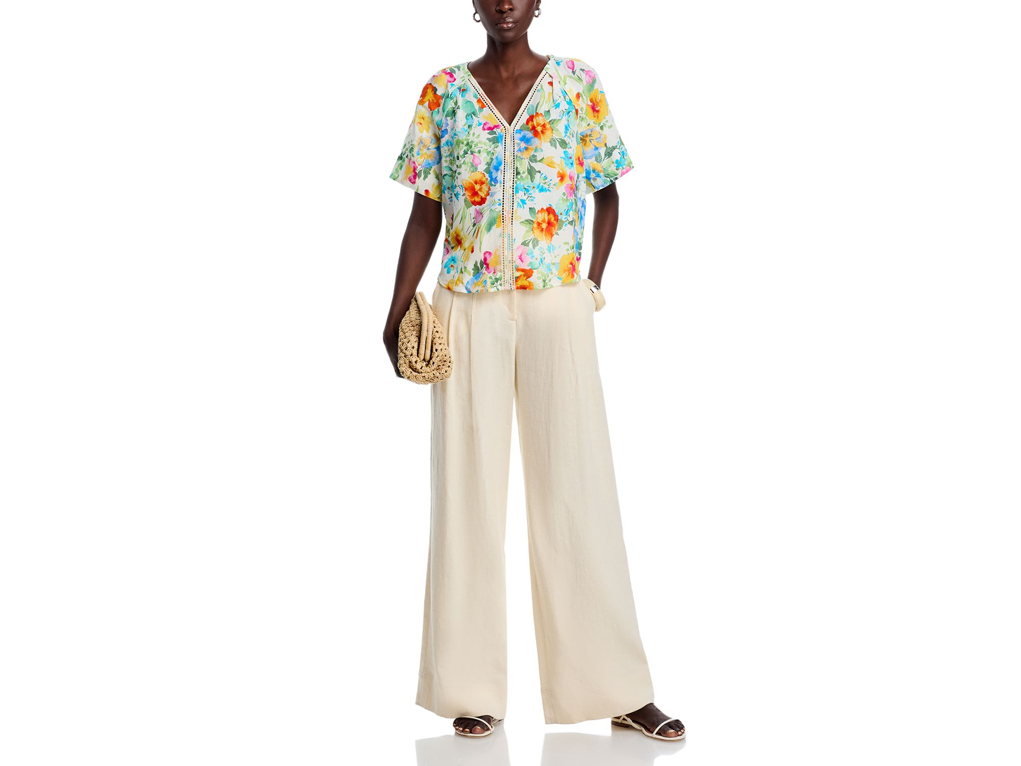 Printed V Neck Blouse — Image 4