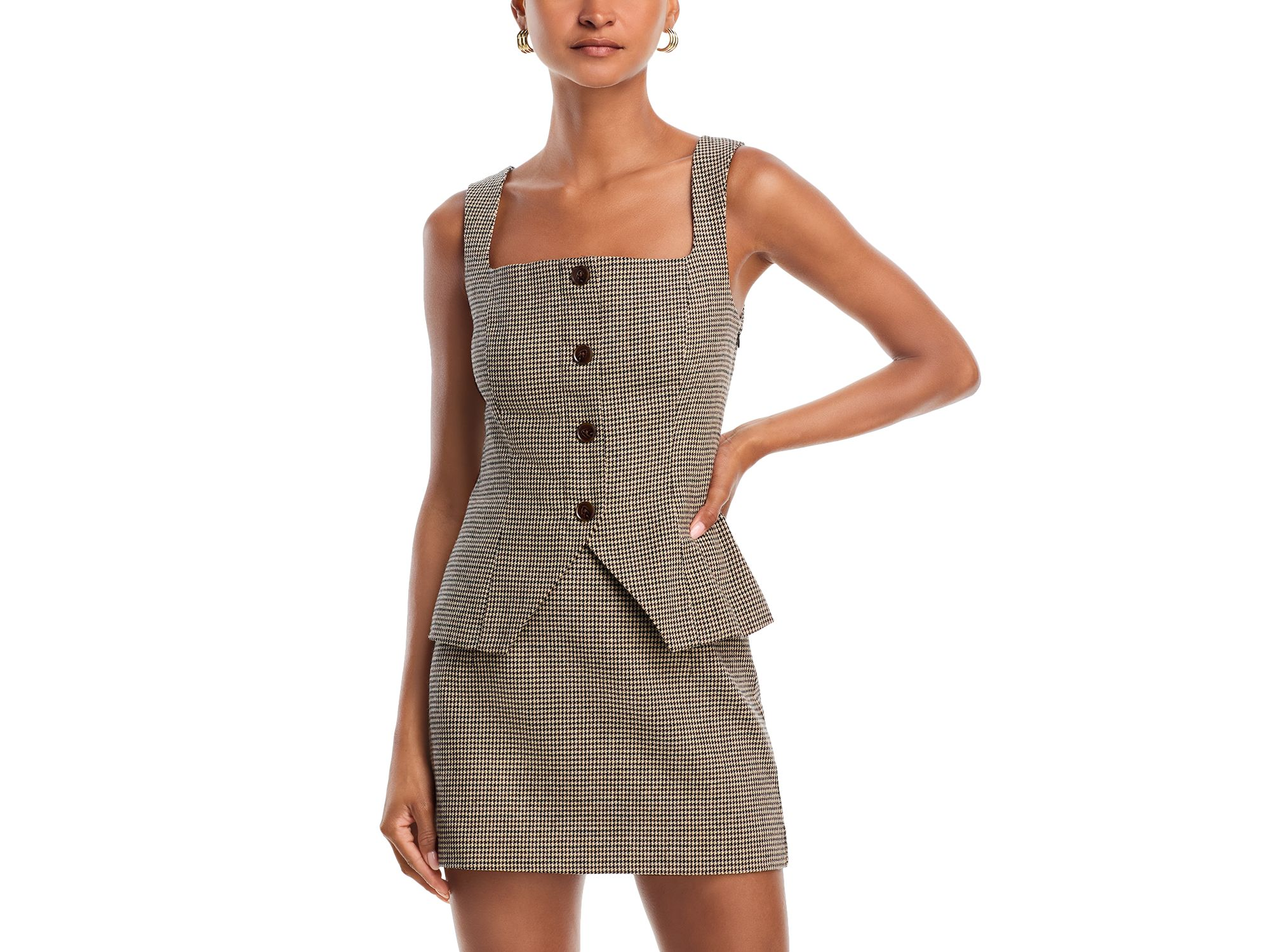 Houndstooth Wool Sleeveless Top & Houndstooth Wool Mini Skirt — Image 5