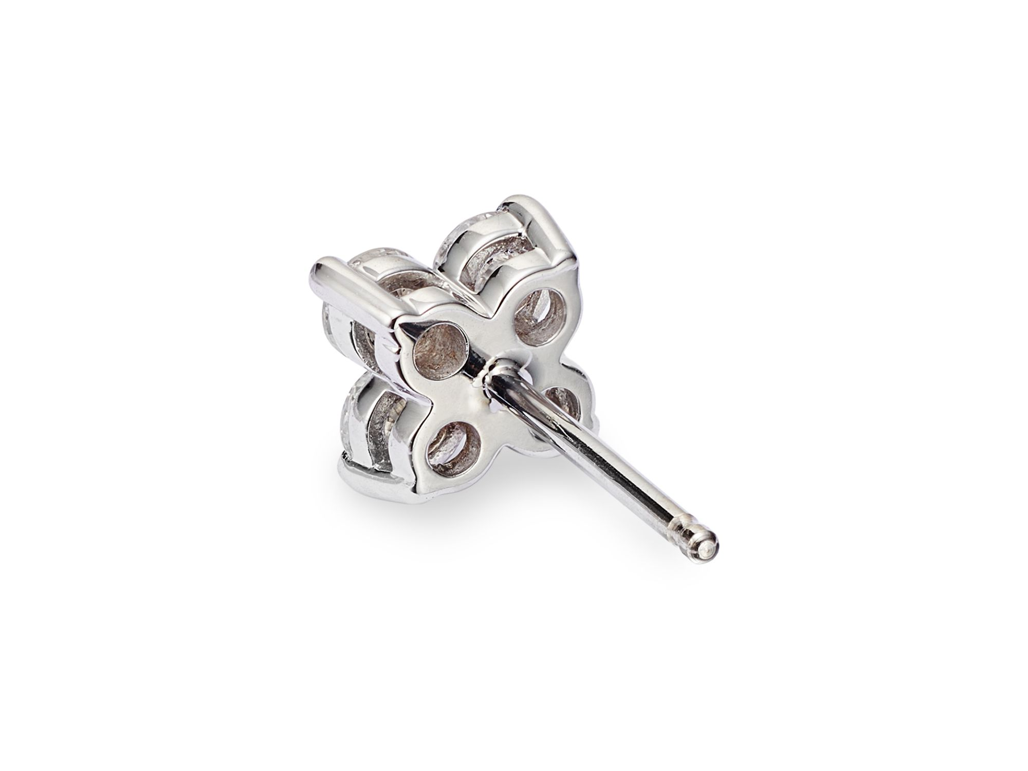 Diamond Clover Stud Earrings in 14K White Gold, 0.75 tcw — Image 3