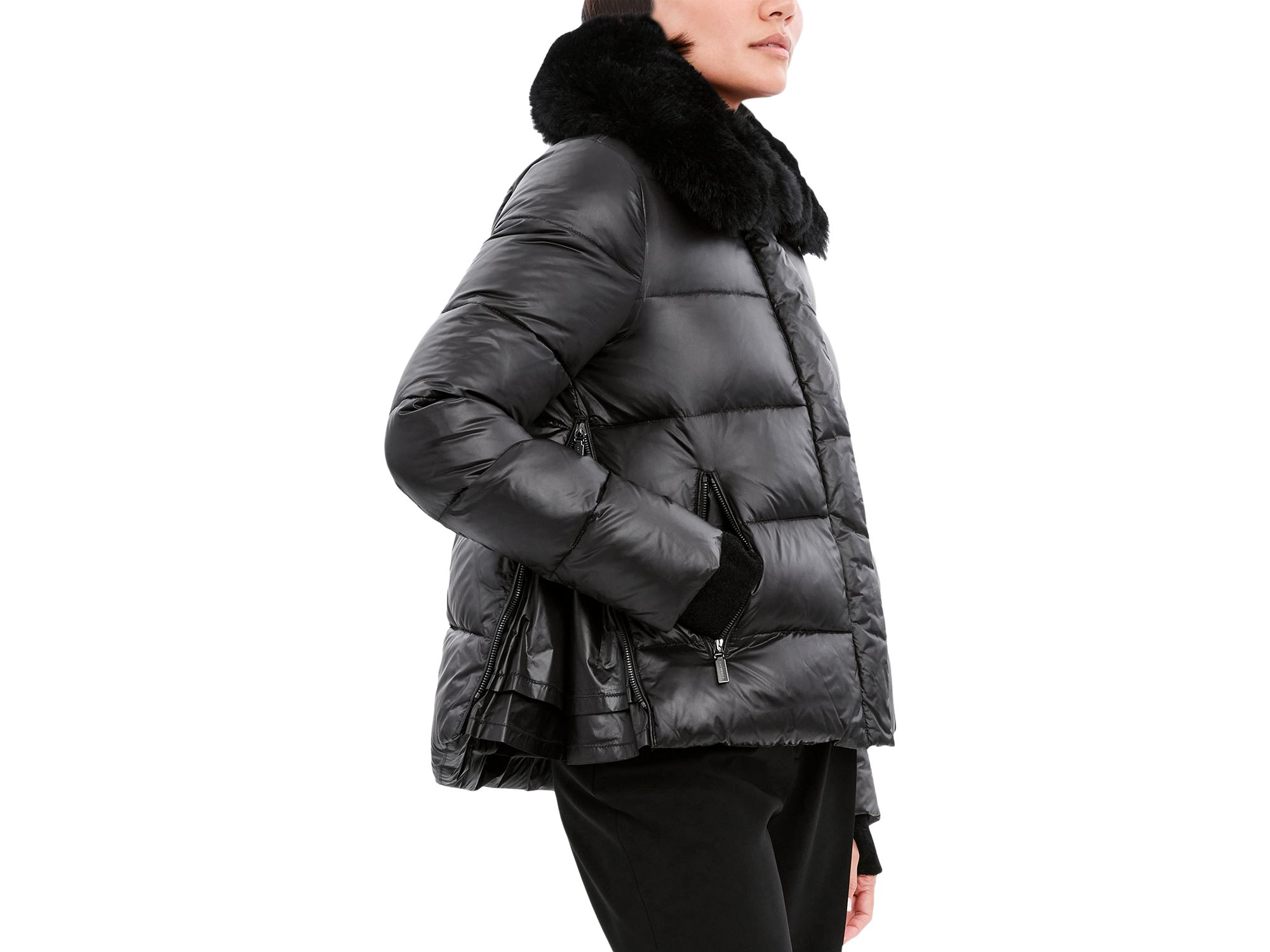 Vera Shearling Trim Down Coat — Image 3