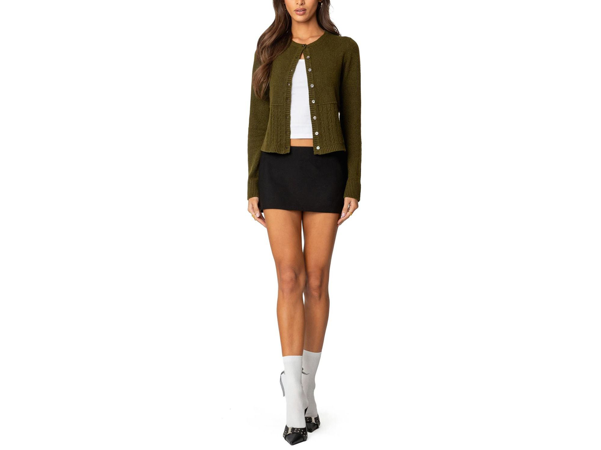 Half Cable Knit Cardigan — Image 3