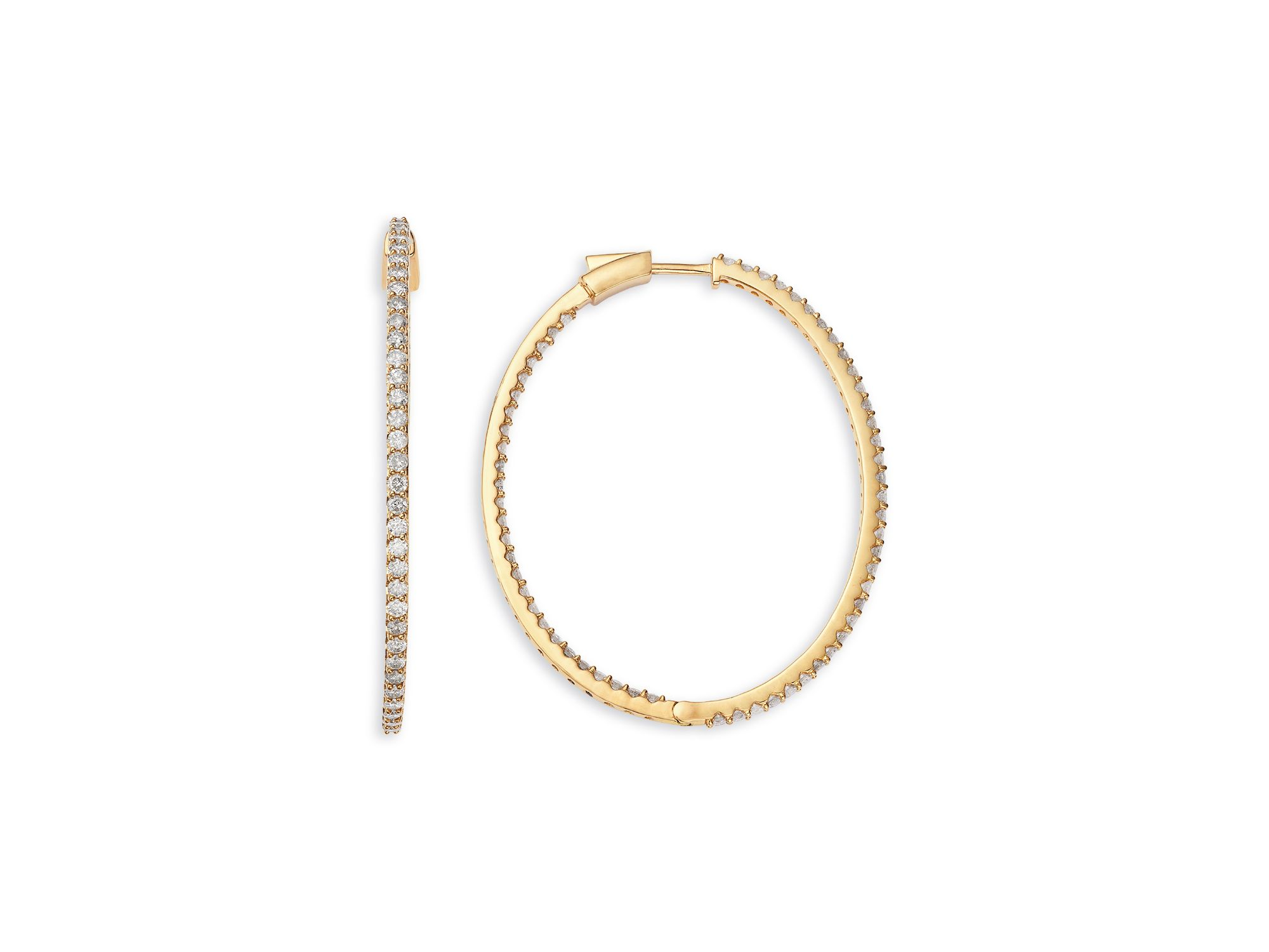 Diamond Inside-Out Hoop Earrings in 14K Gold, 3.0 tcw — Image 3