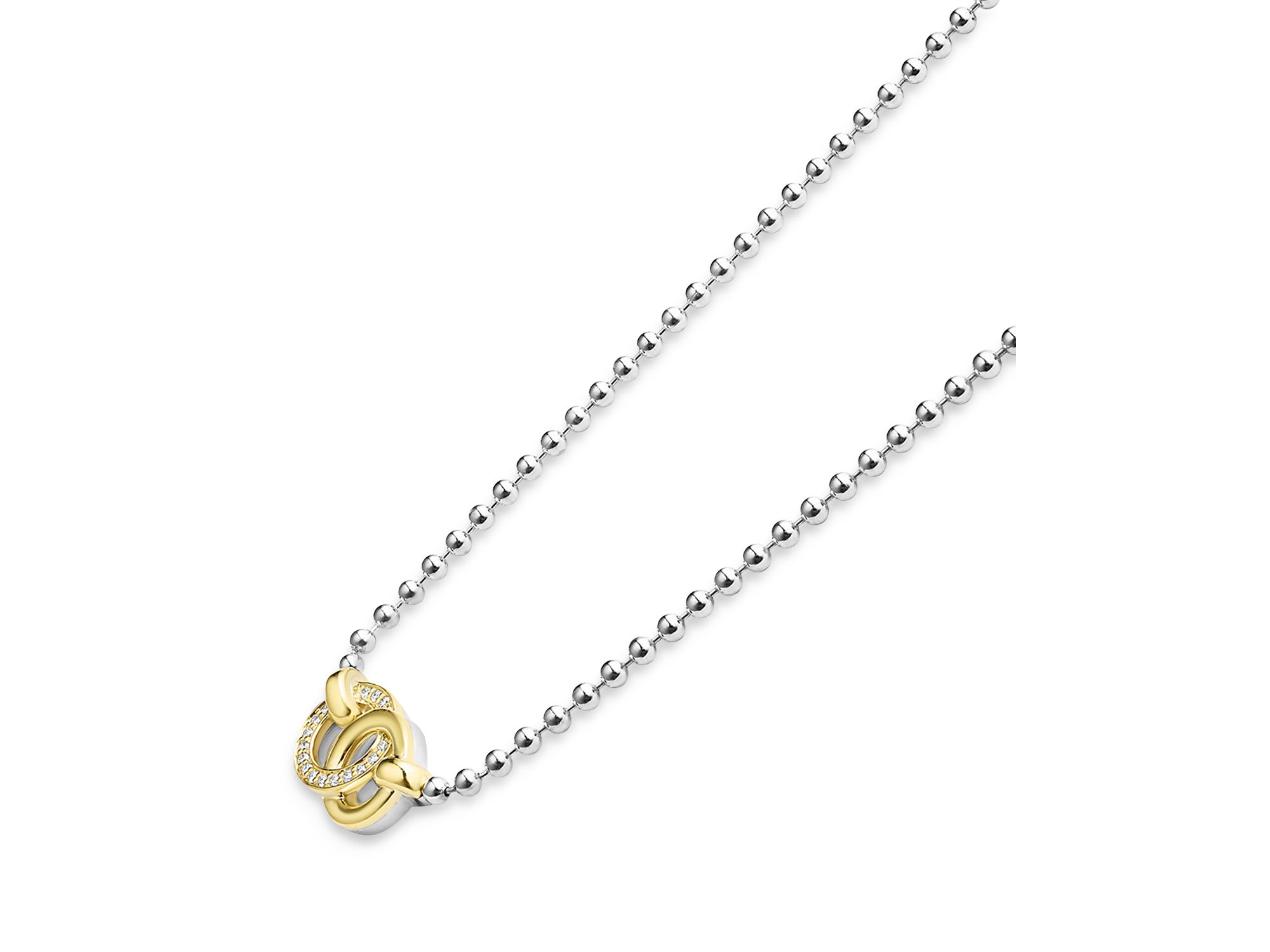 18K Yellow Gold & Sterling Silver Signature Caviar Diamond Interlocking Pendant Necklace, 16-18" — Image 3