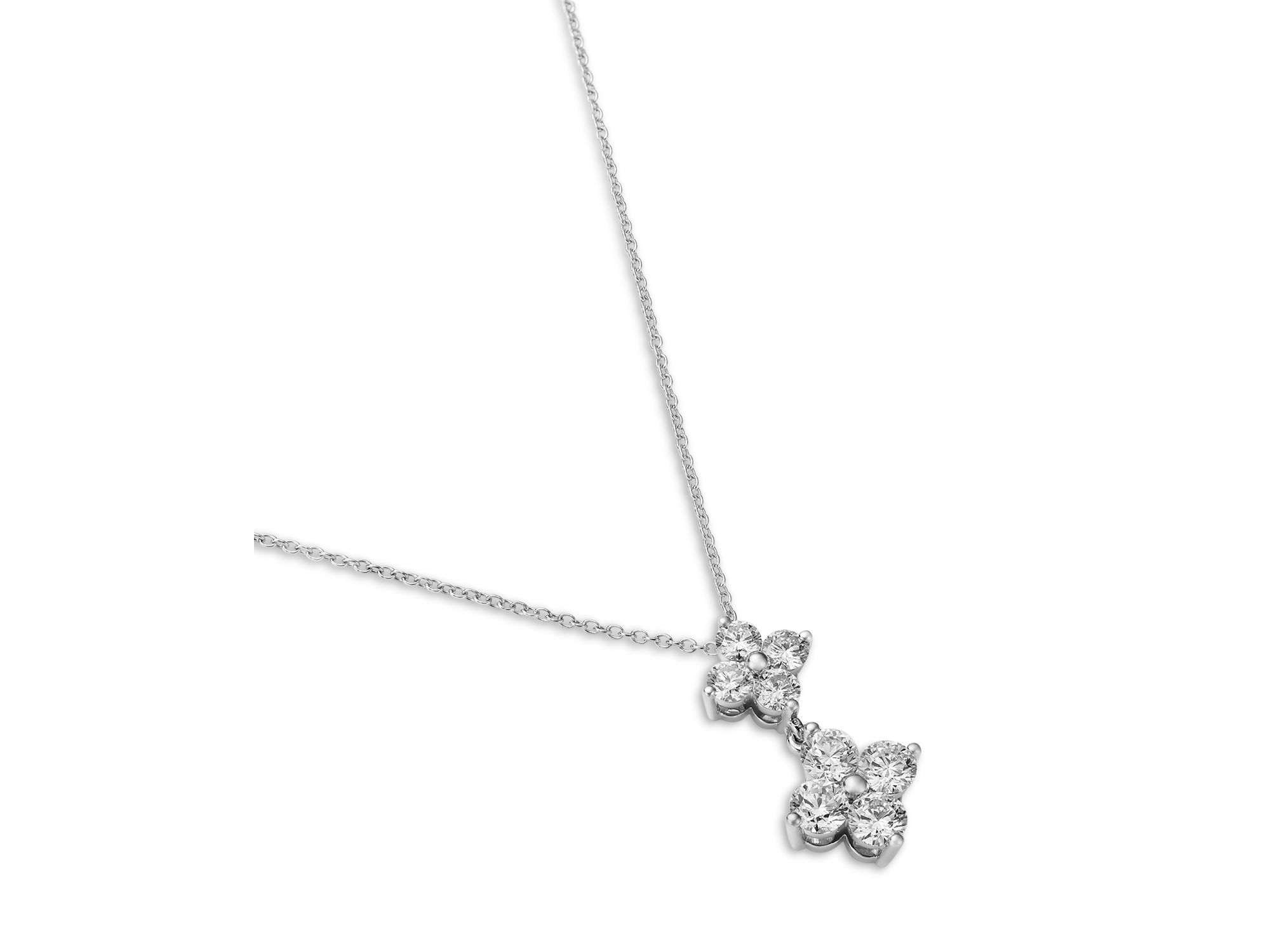 Diamond Two Tier Pendant Necklace in 14K White Gold, 1.5 tcw — Image 3