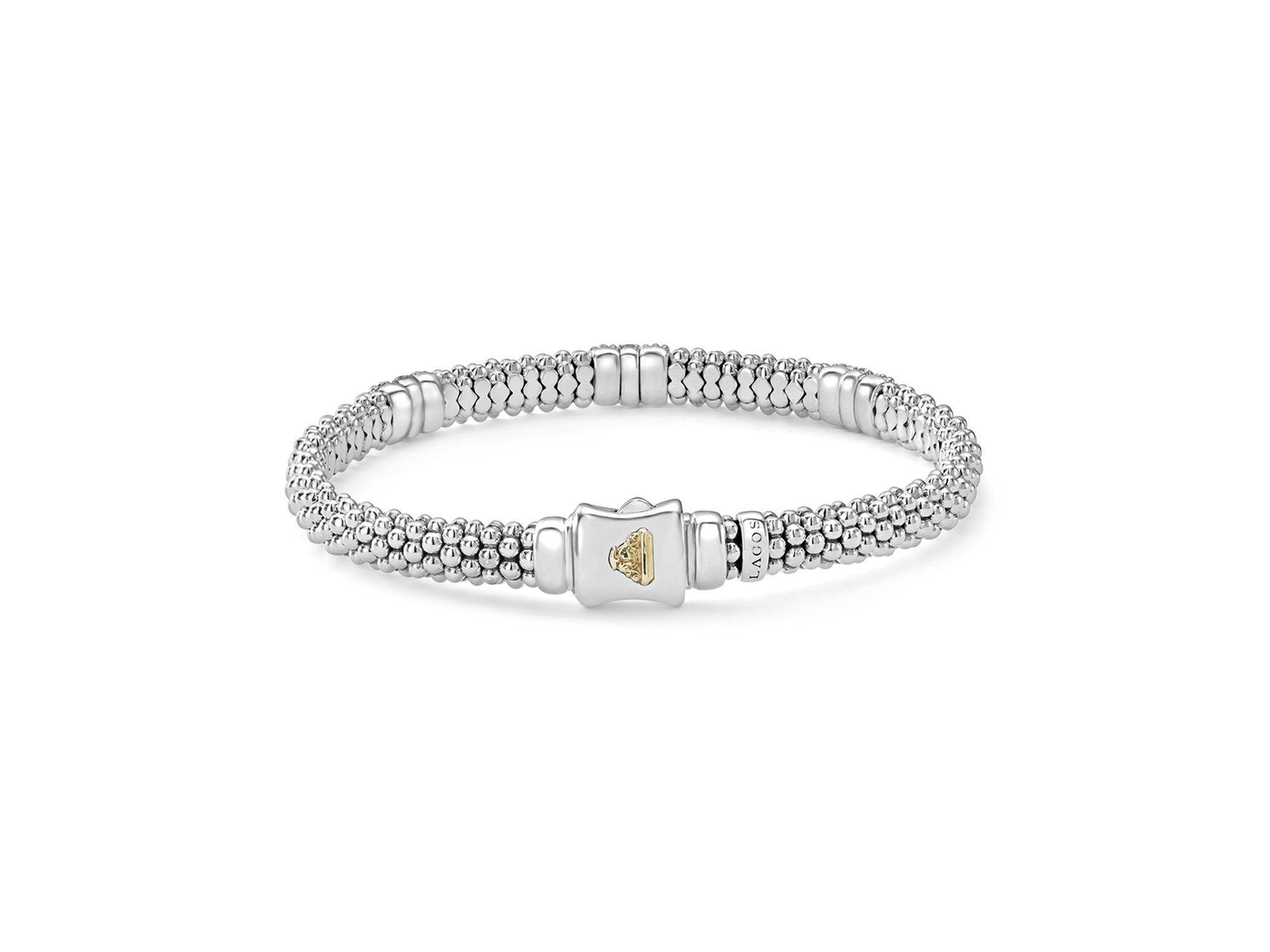 18K Gold & Sterling Silver Diamond Lux Three Station Bracelet, 6mm — Image 9