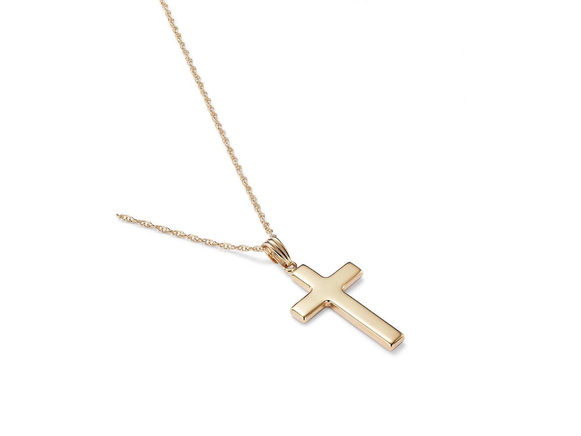 14K Yellow Gold Polished Cross Necklace, 18" — Image 3