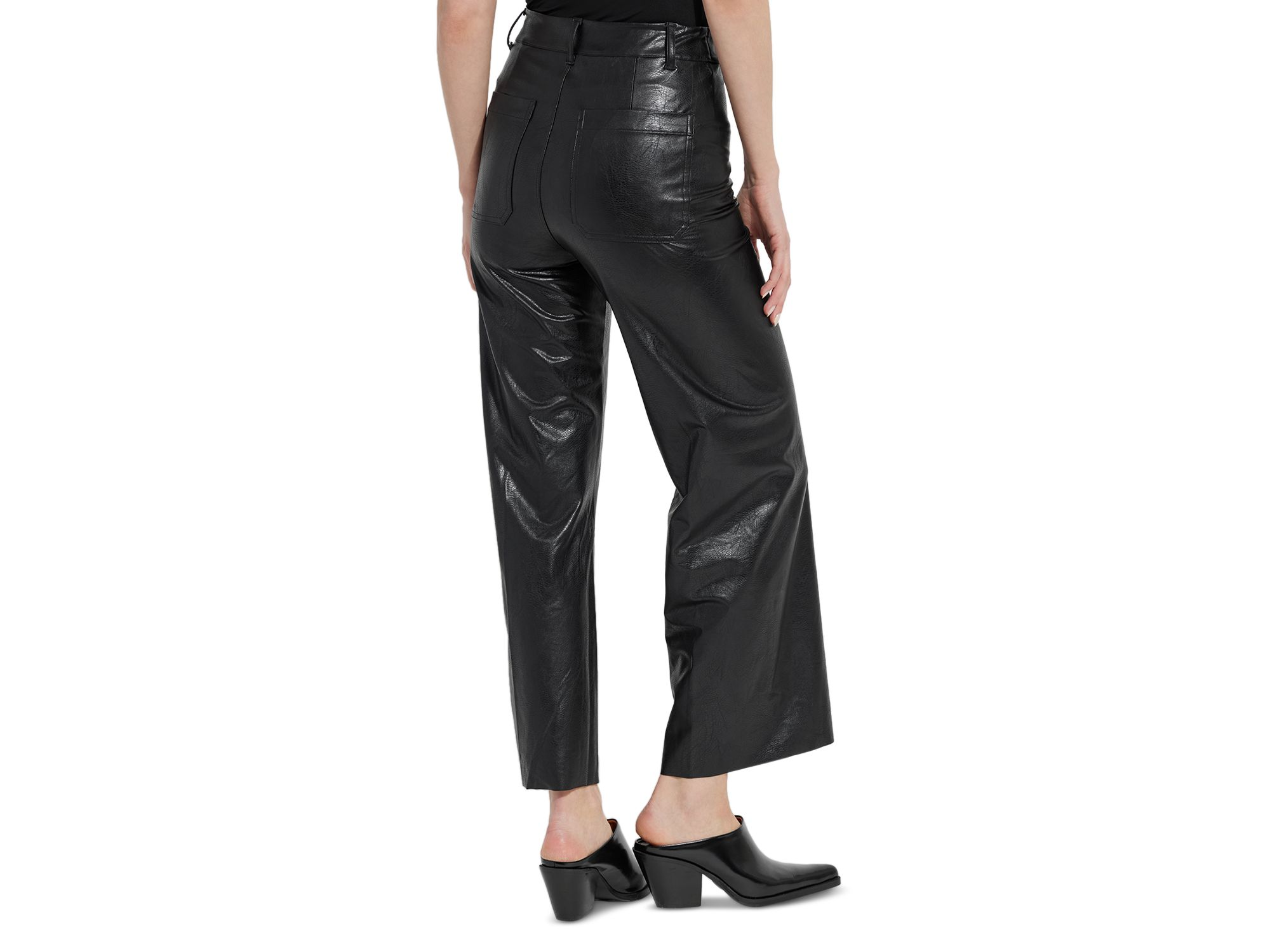 High Waist Wide Leg Faux Leather Pants — Image 4
