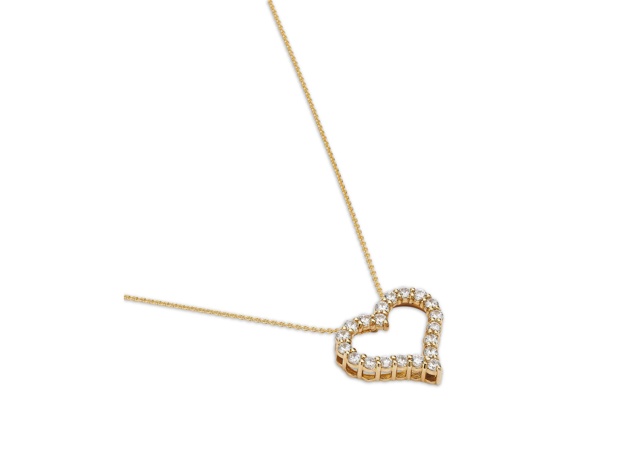 Diamond Open Heart Pendant Necklace in 14K Yellow Gold, 0.50 tcw — Image 3