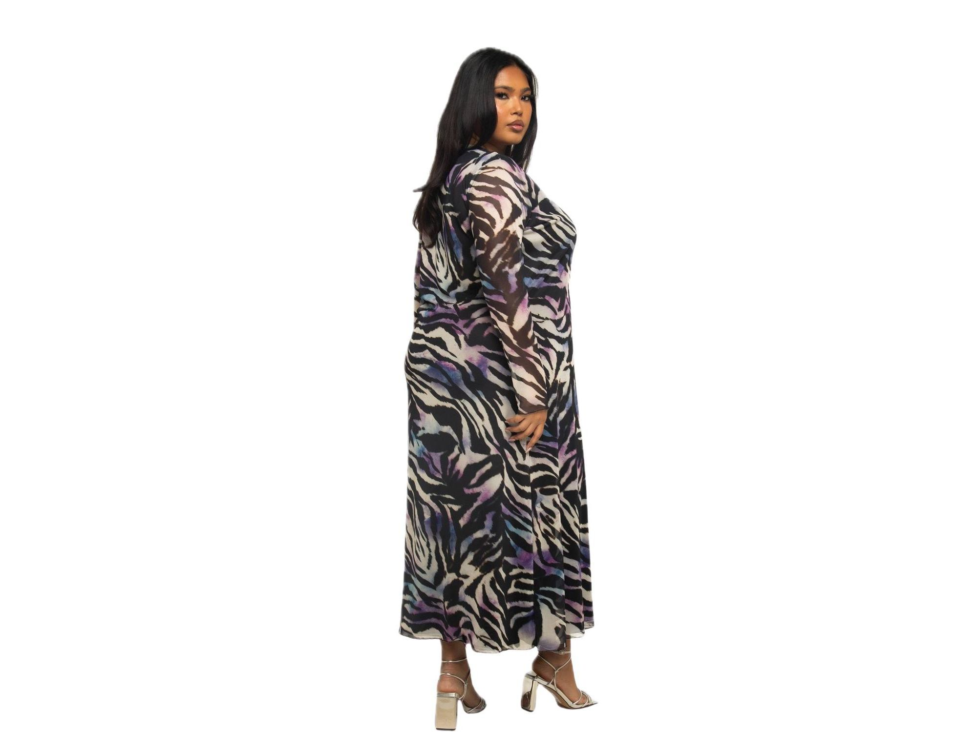 Zebra Print Mesh Midaxi Dress — Image 4