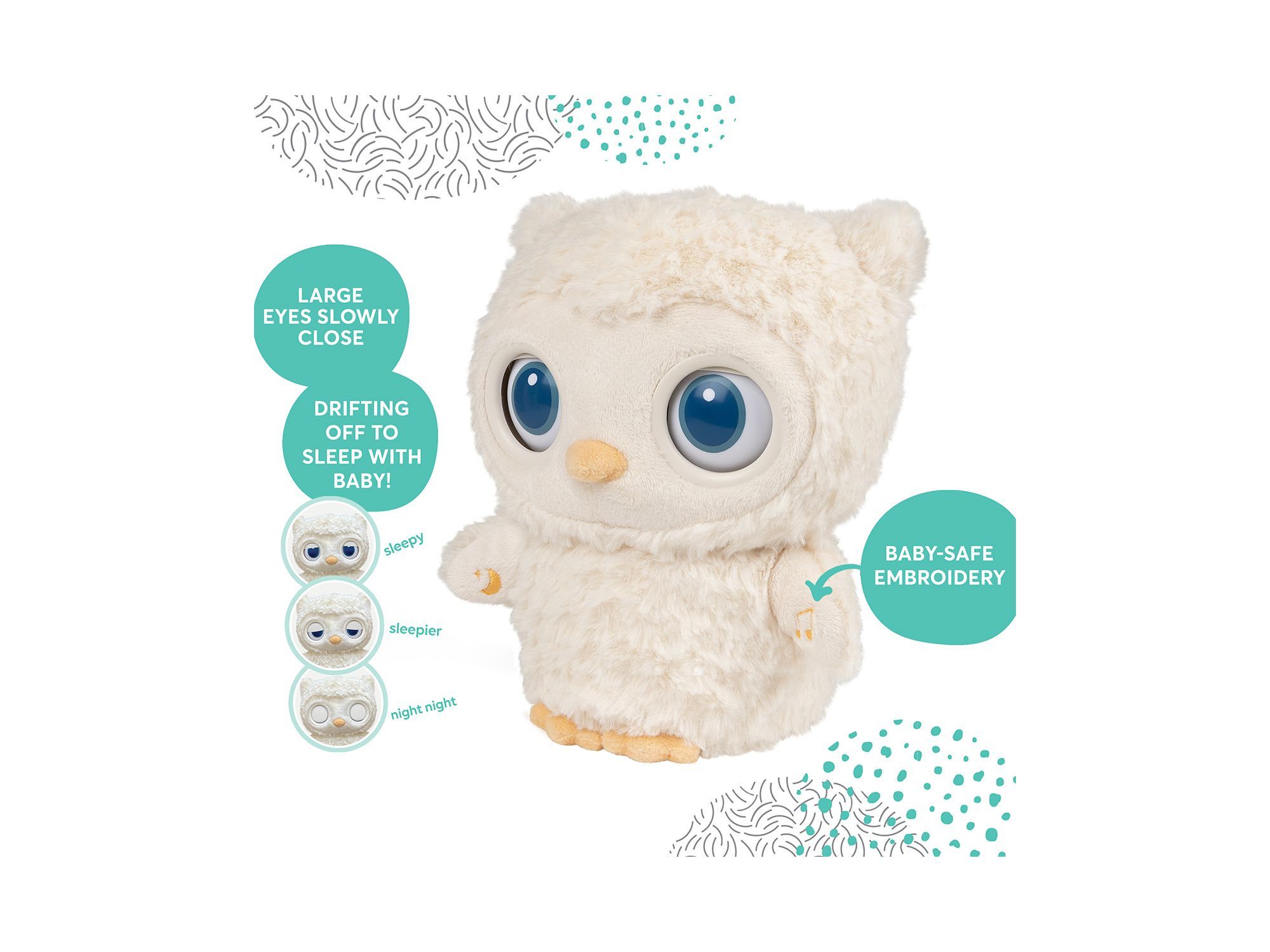 Baby Sleepy Eyes Owl Bedtime Soother Plush Night Light & Sound Machine, 8" - Ages 0+ — Image 4