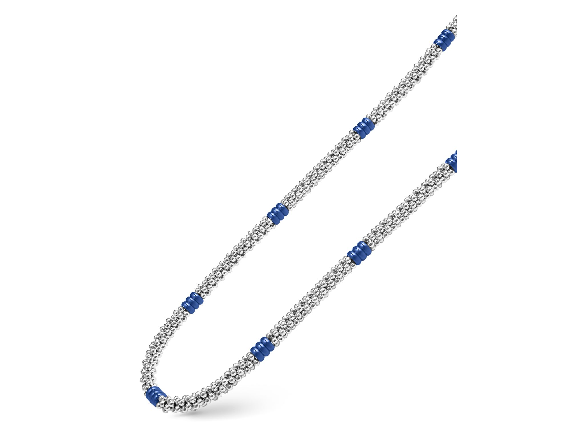Sterling Silver Ultramarine Ceramic Rondelle & Bead Collar Necklace — Image 4