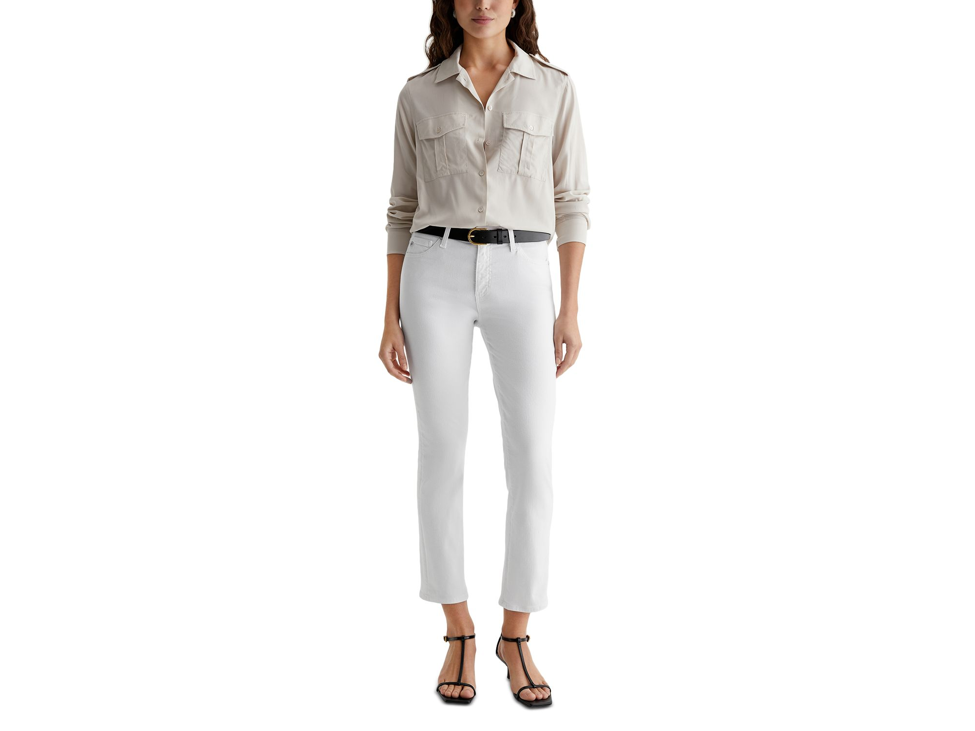 Mari Mid Rise Crop Jeans in Gallery White — Image 5