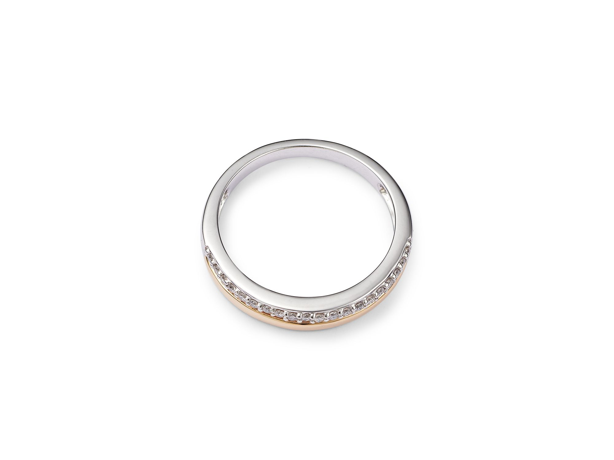 Diamond Double Row Band Ring in 14K Yellow and White Gold, 0.12 ct .t.w. — Image 4