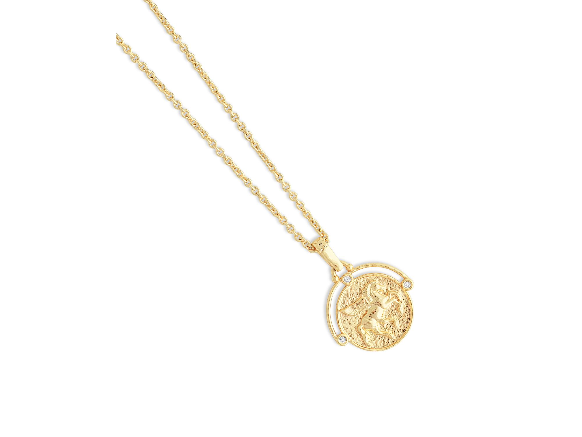 Pavé Pegasus Coin Pendant Necklace, 16"-17" — Image 4