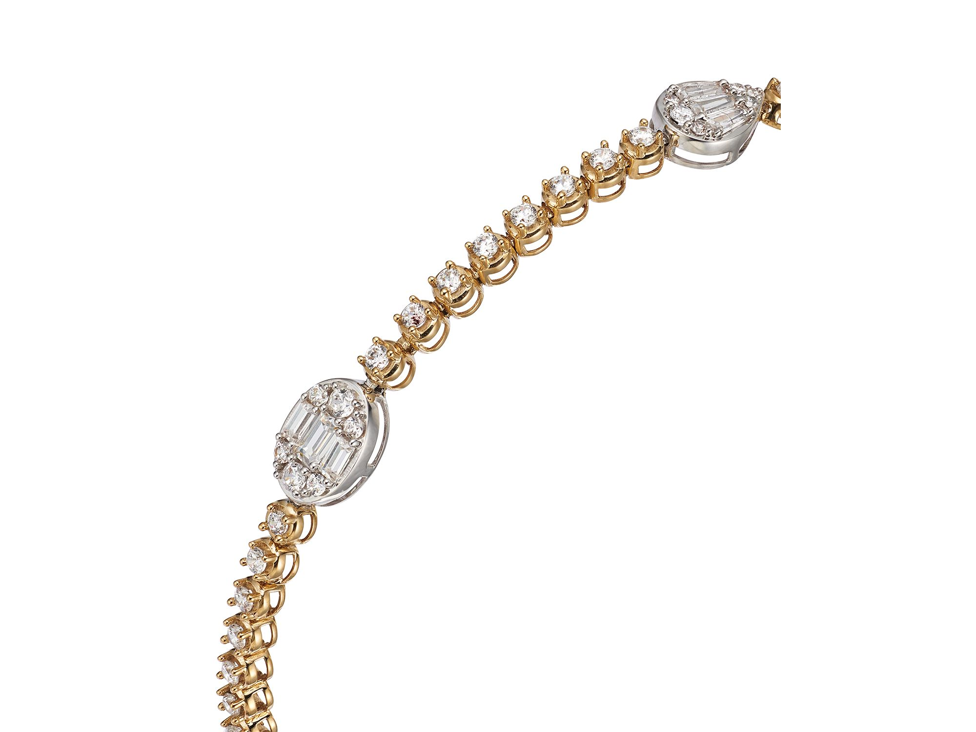Diamond Station Tennis Bracelet in 14K Yellow Gold, 1.50 tcw — Image 3