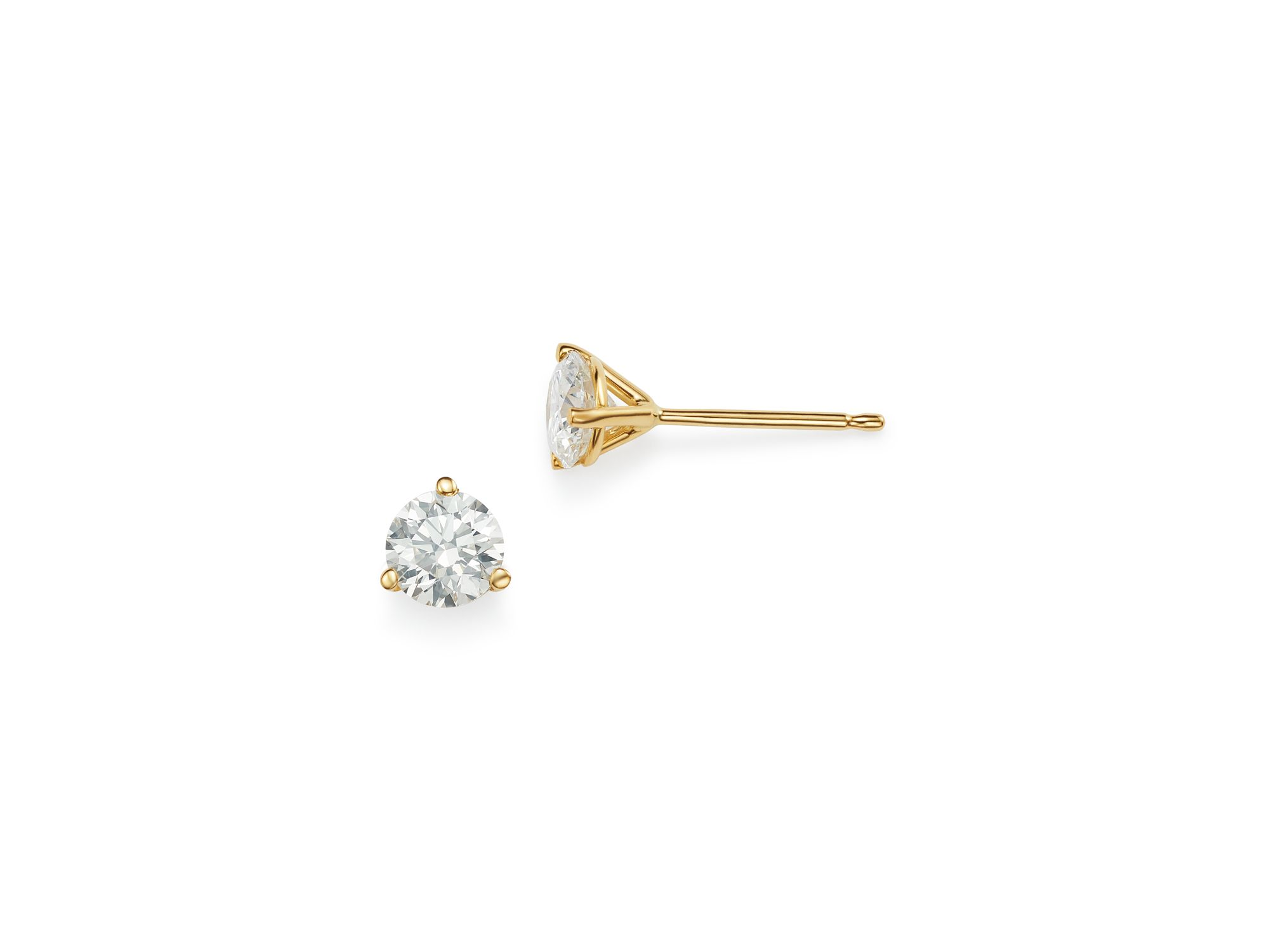 Certified Diamond Stud Earrings in 18K Yellow Gold Martini Setting — Image 14