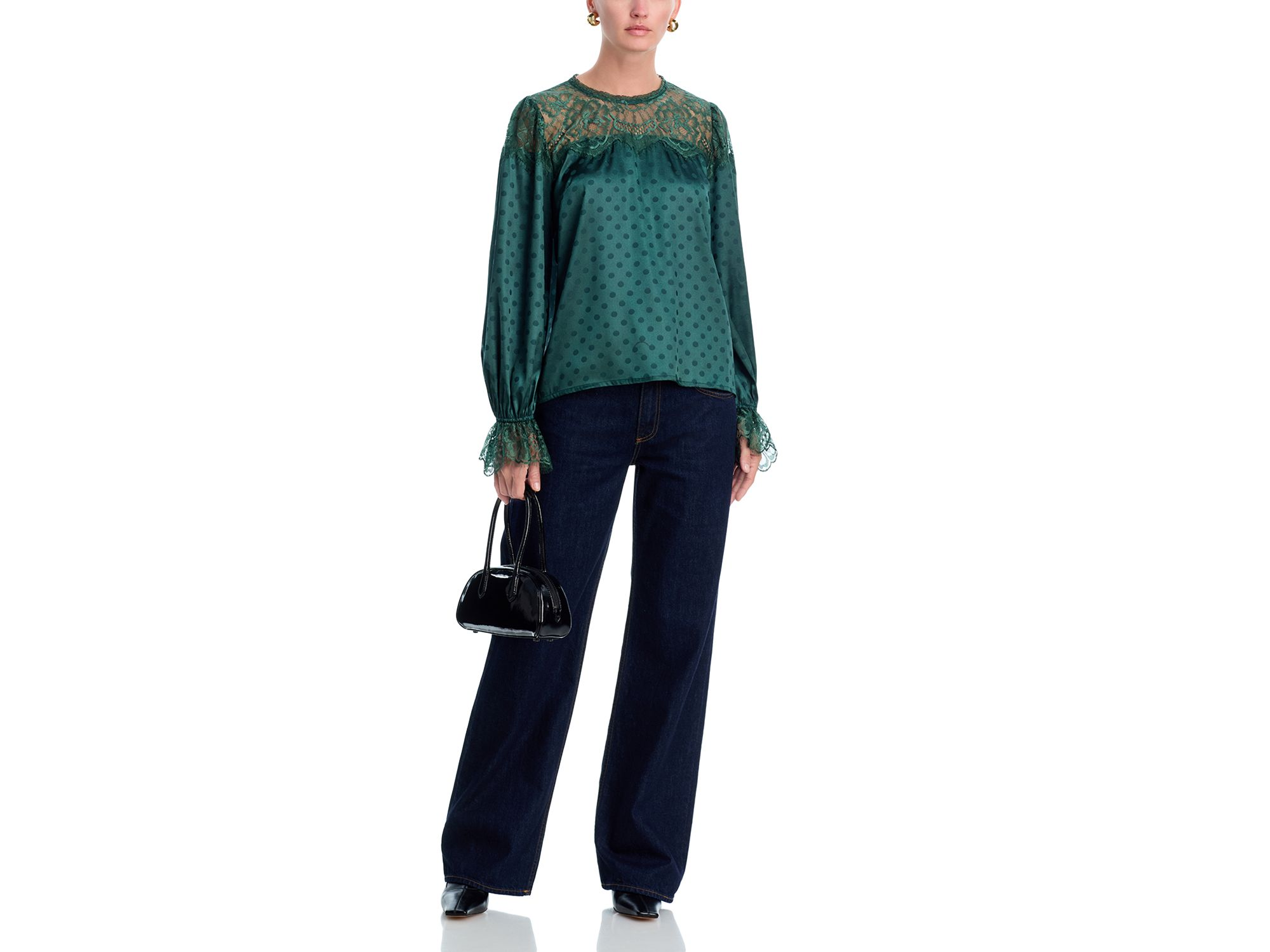 Polka Dot Lace Long Sleeve Top - Exclusive — Image 4