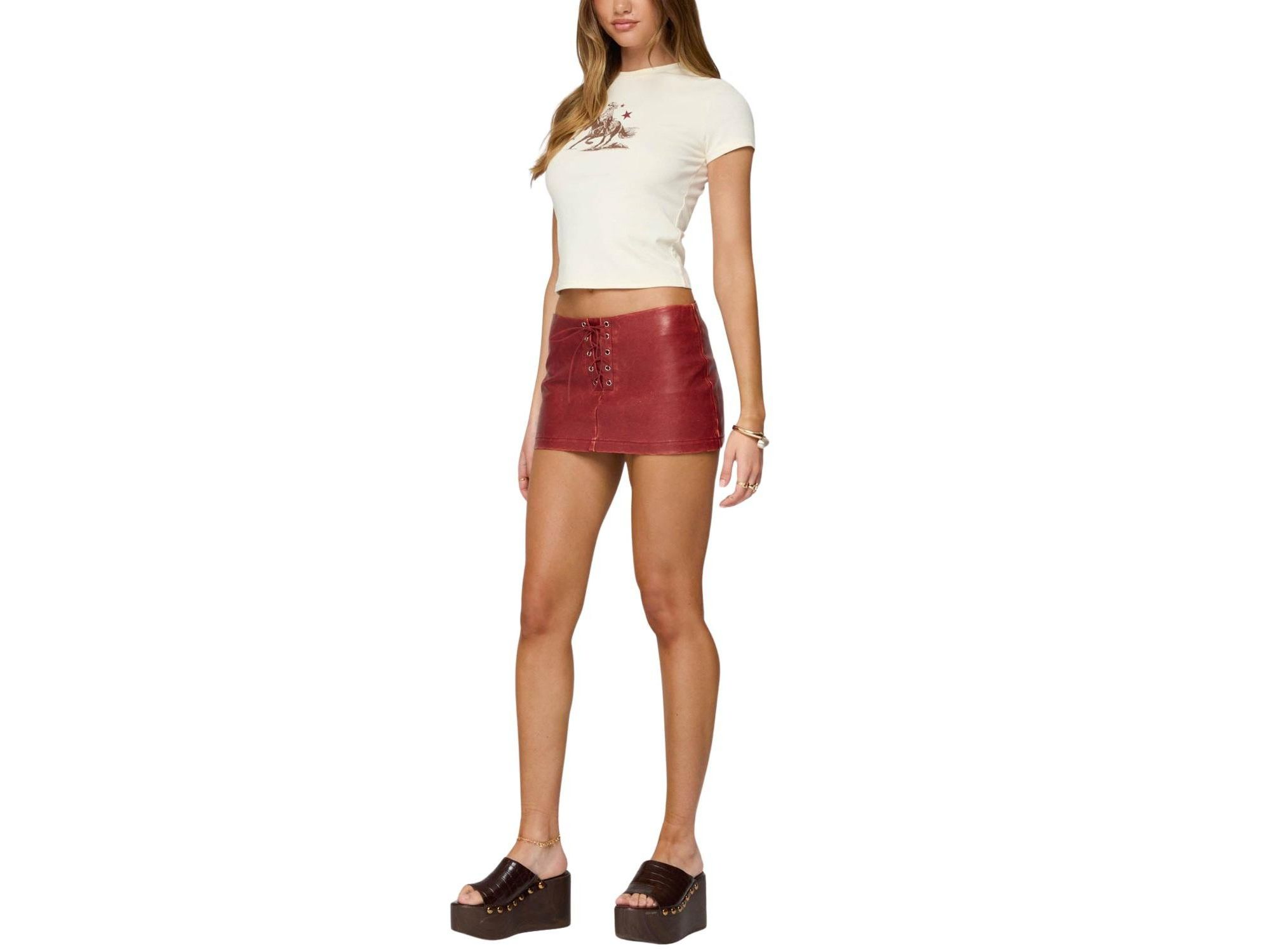 Lace Up Faux Leather Mini Skirt — Image 3