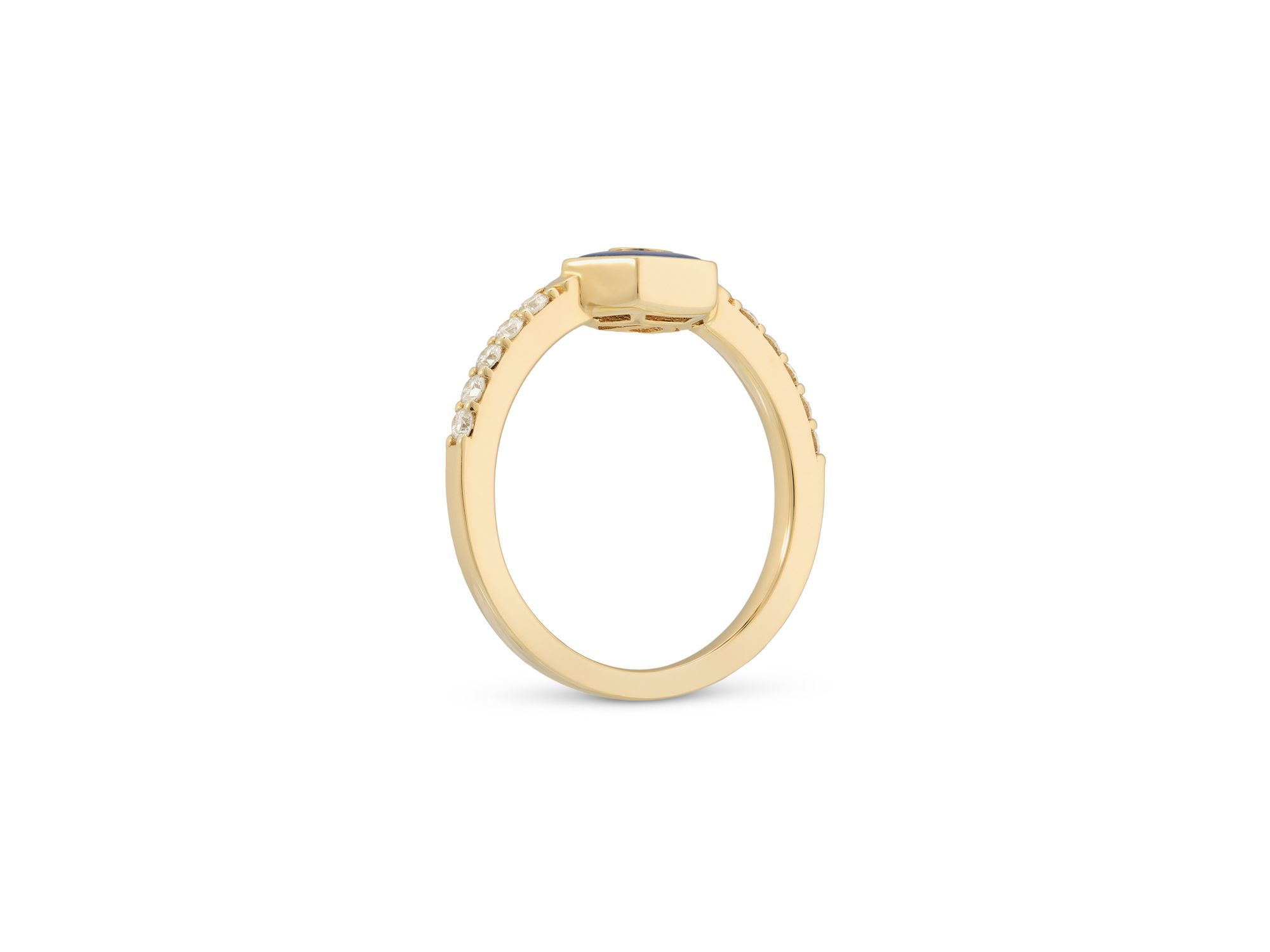 Diamond & Lapis Baia Stackable Ring in 18K Yellow Gold — Image 3