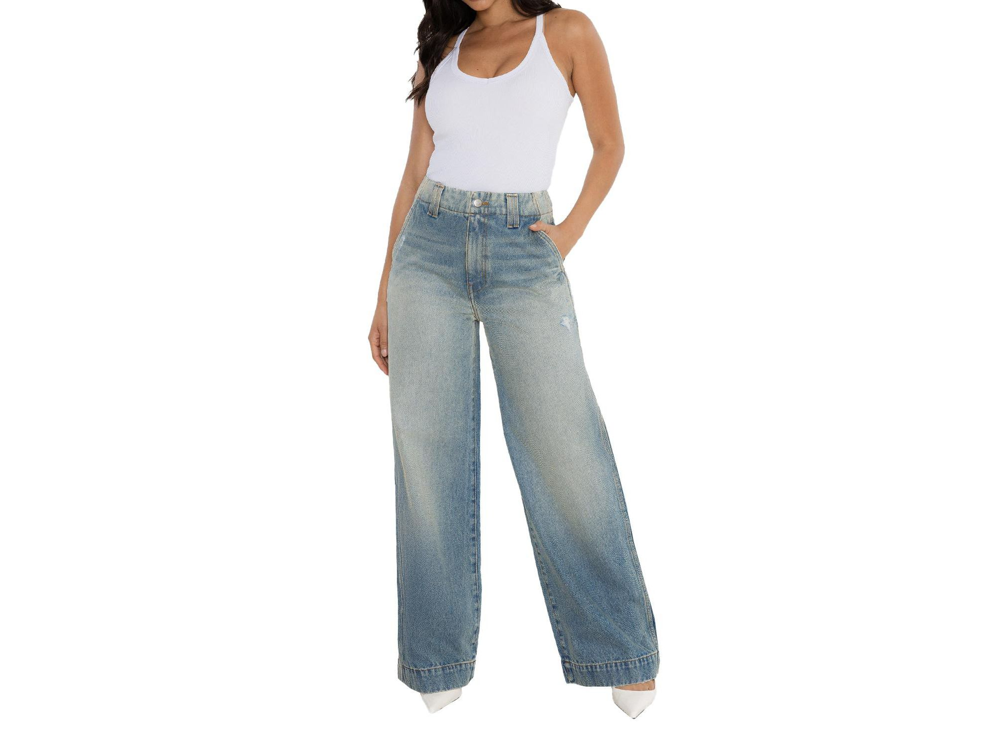 High Rise Rosalie Trouser Jeans in Denim Wash — Image 3
