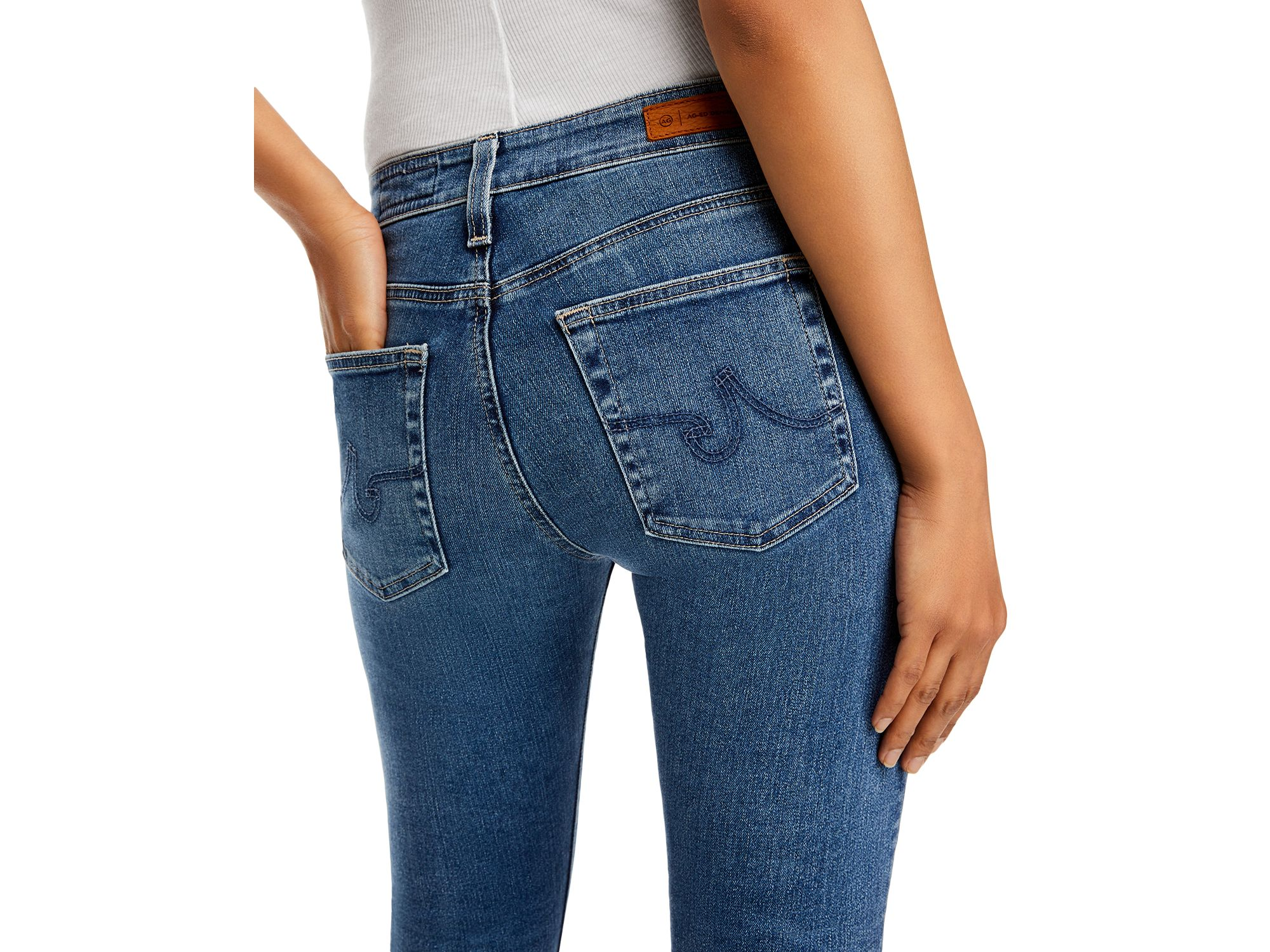 Farrah Mid Rise Raw Hem Ankle Skinny Jeans in 12 Years Fluid — Image 3