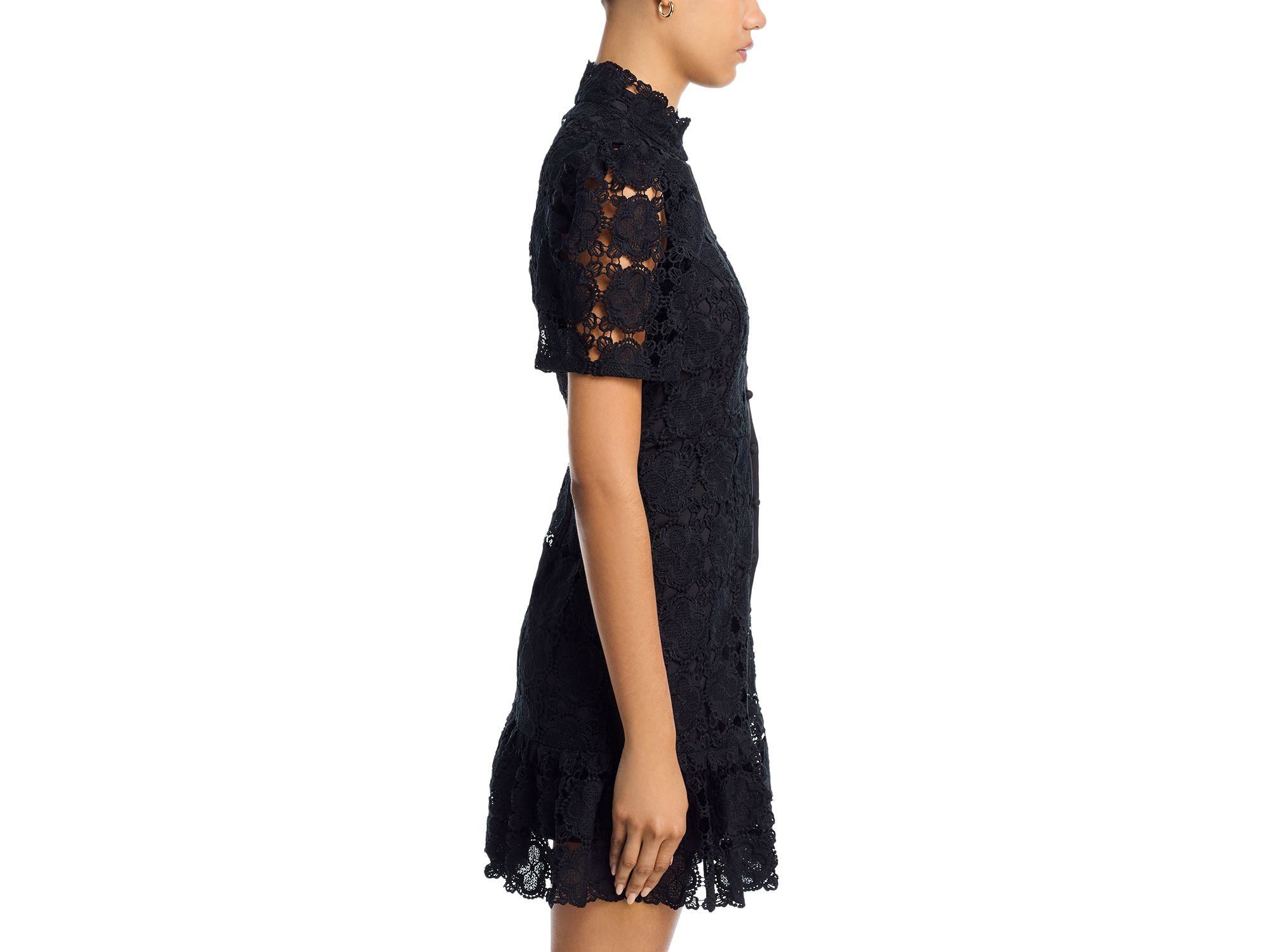 Floral Lace Mock Neck Mini Dress -Exclusive — Image 4
