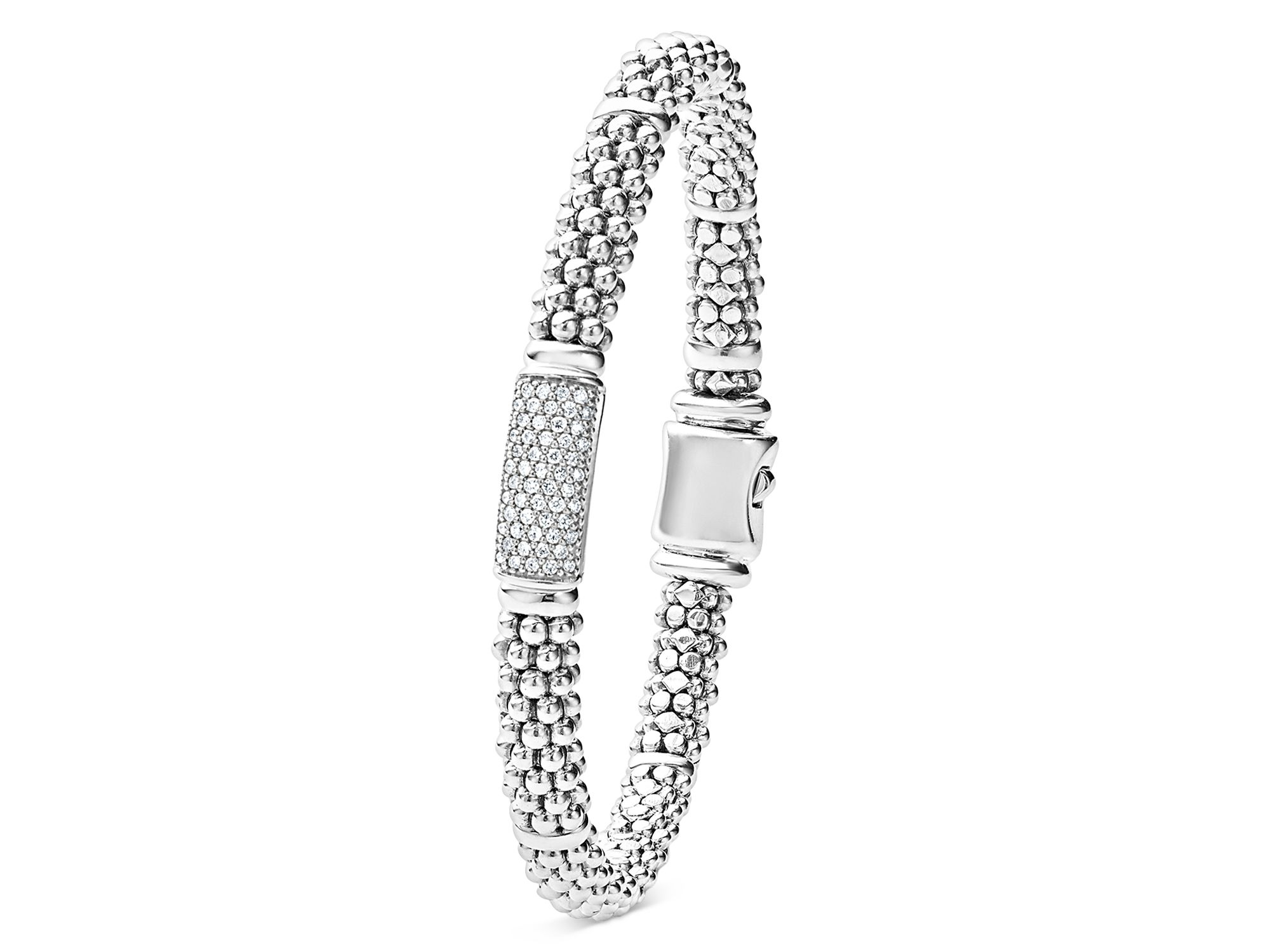 Sterling Pavé Diamond Caviar Bracelet — Image 3