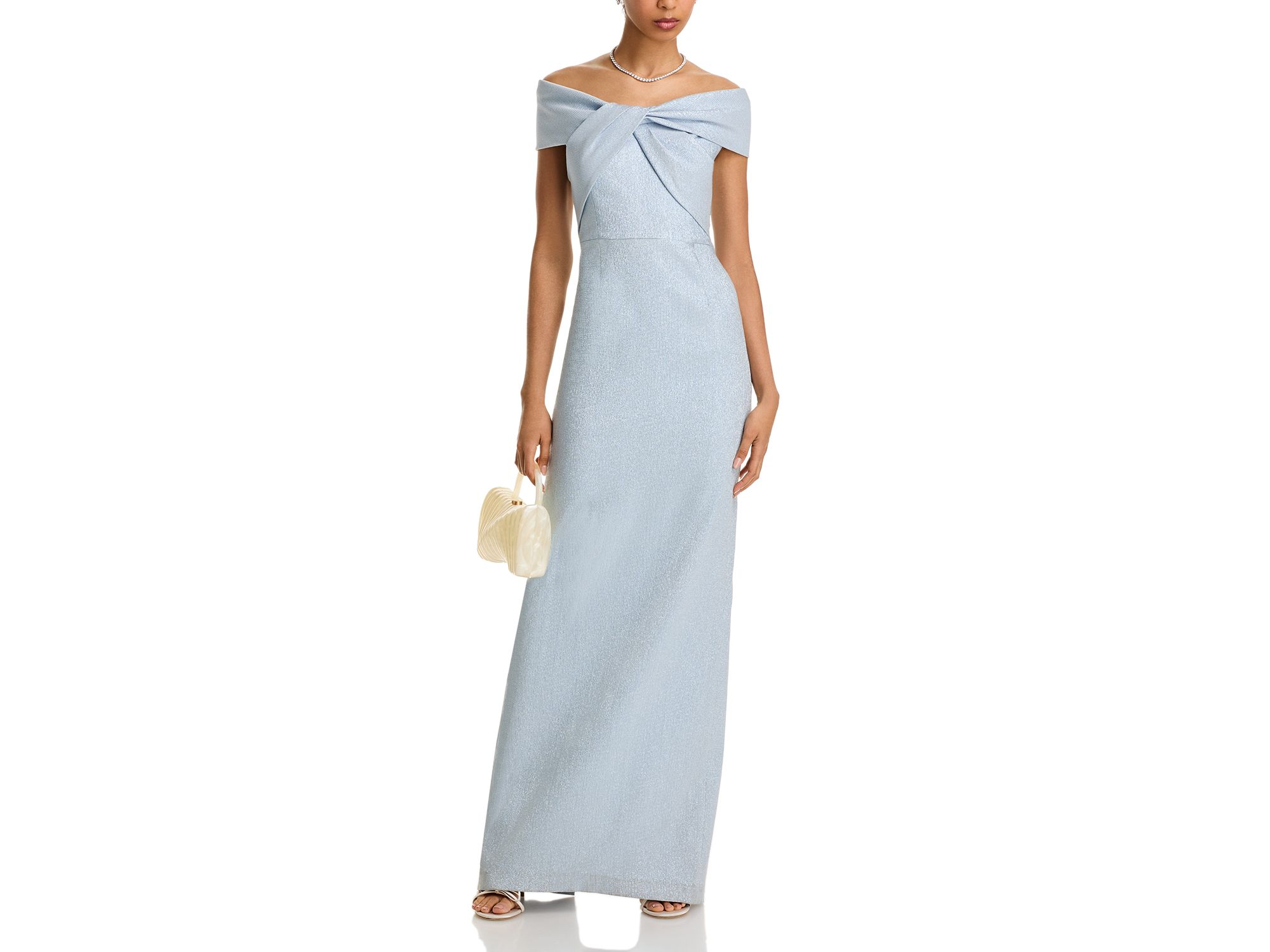 Metallic Jacquard Off-the-Shoulder Gown — Image 3