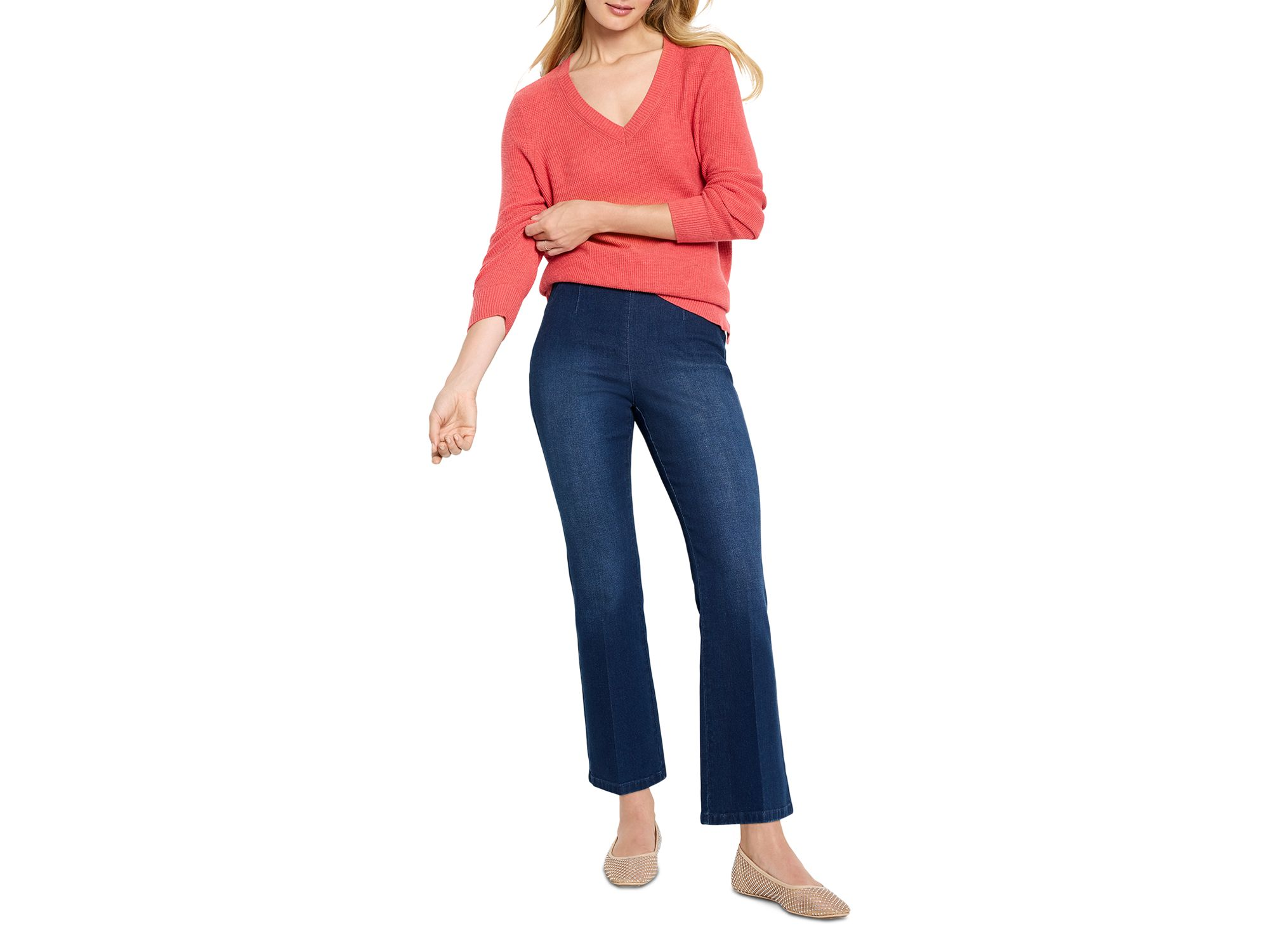 Waffle Stitch V Neck Sweater — Image 4