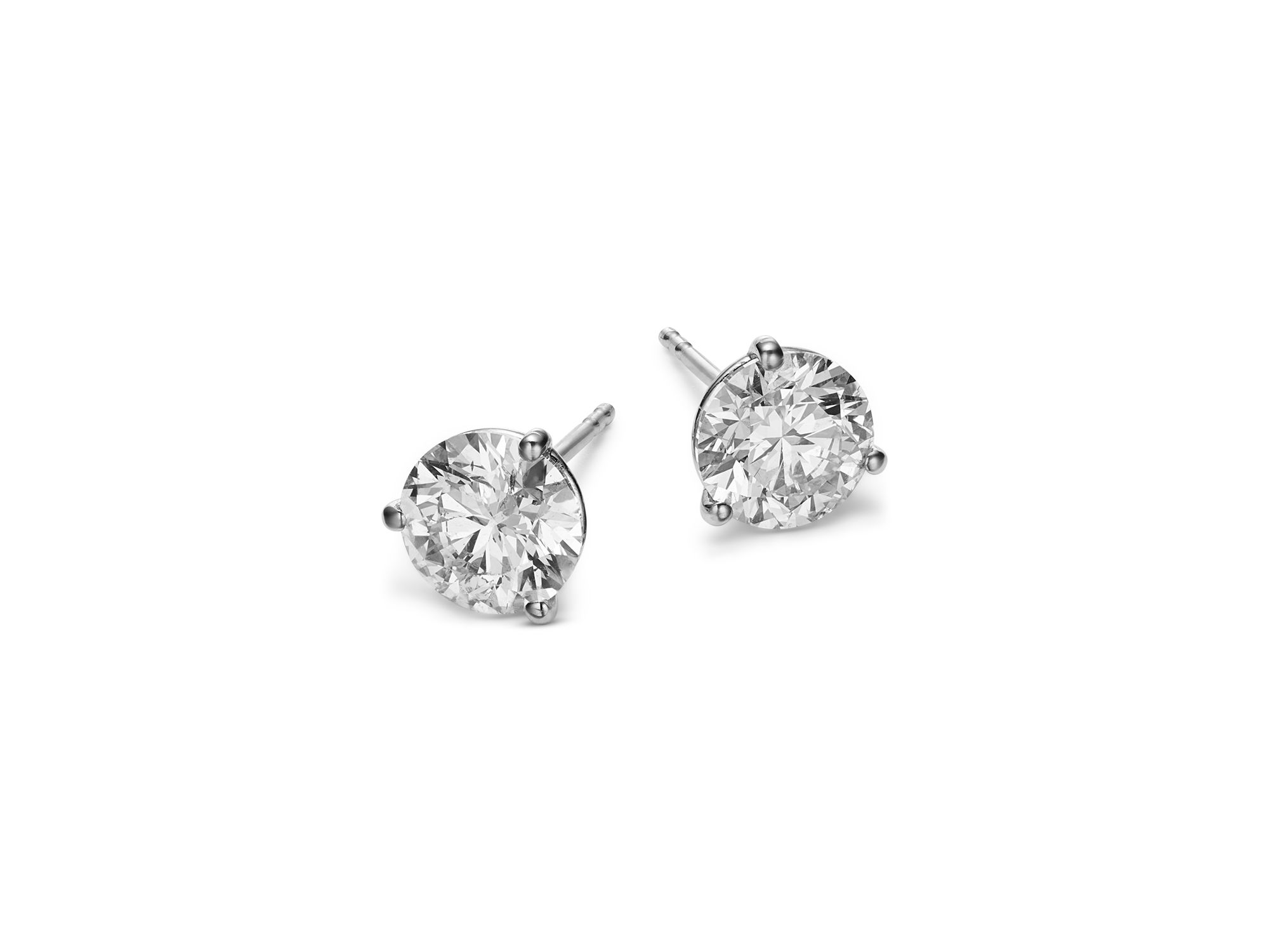 Certified Diamond Stud Earrings in 14K White Gold, 2.40 tcw — Image 3