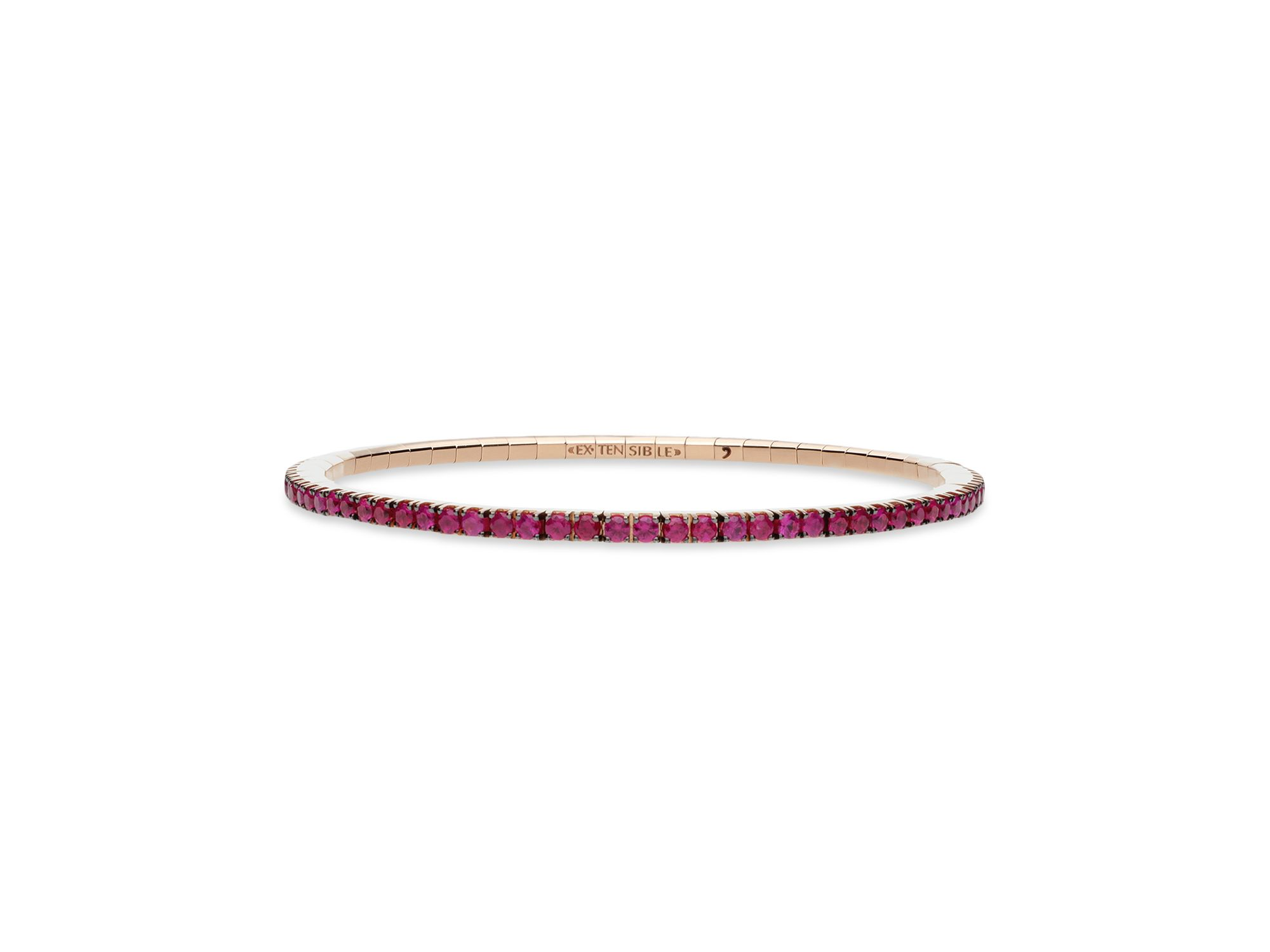 14K Rose Gold Ruby Stretch Tennis Bracelet - Image 1