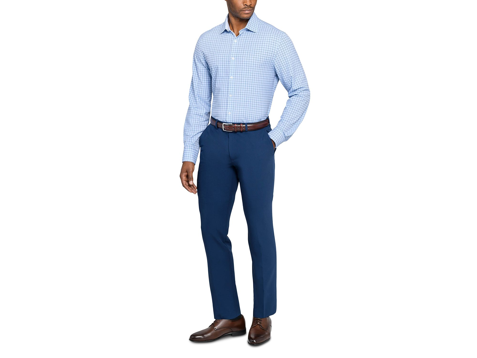 Slim Fit Check Performance Dress Shirt — Image 13