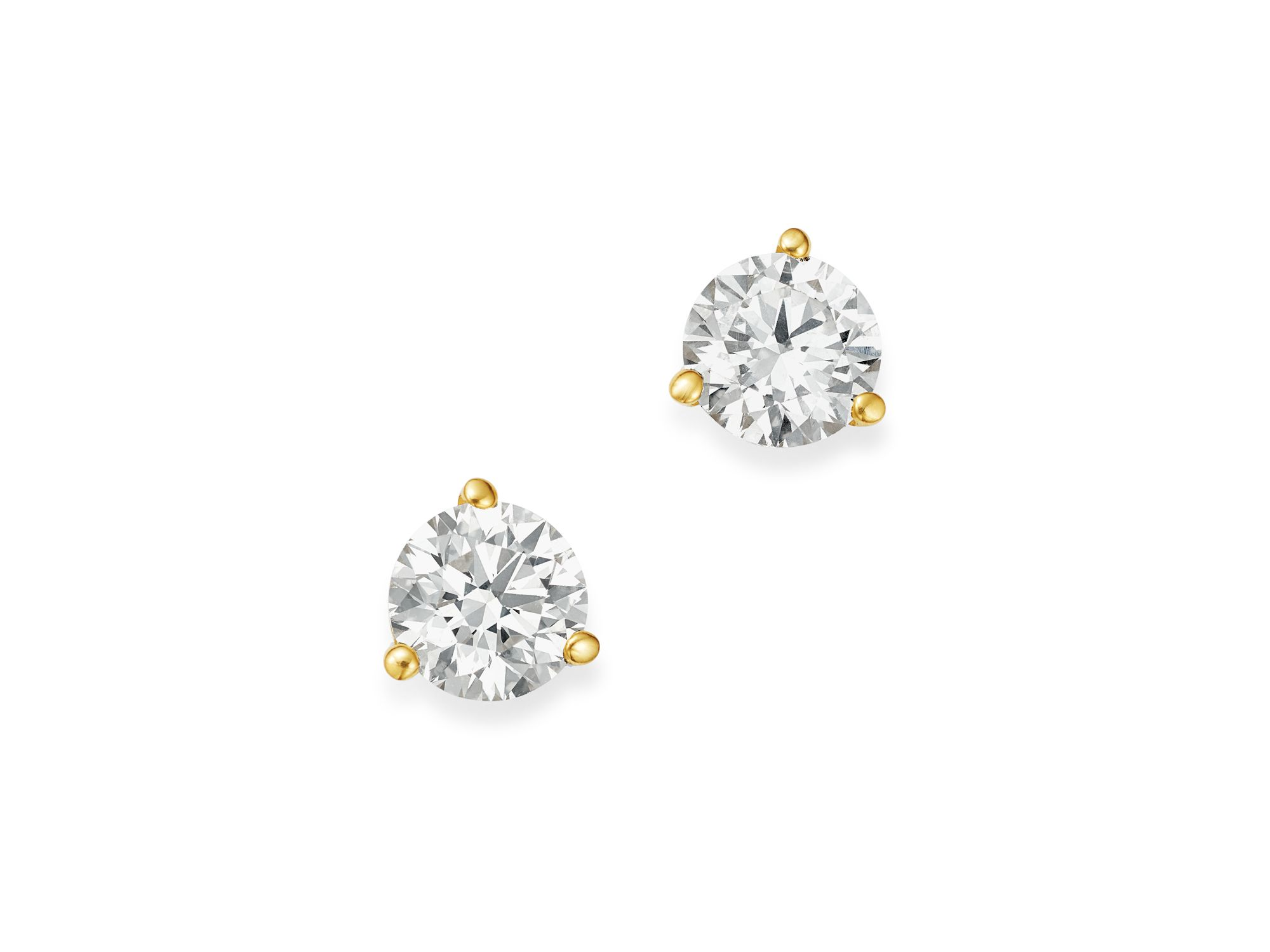 Certified Diamond Stud Earrings in 18K Yellow Gold Martini Setting — Image 10