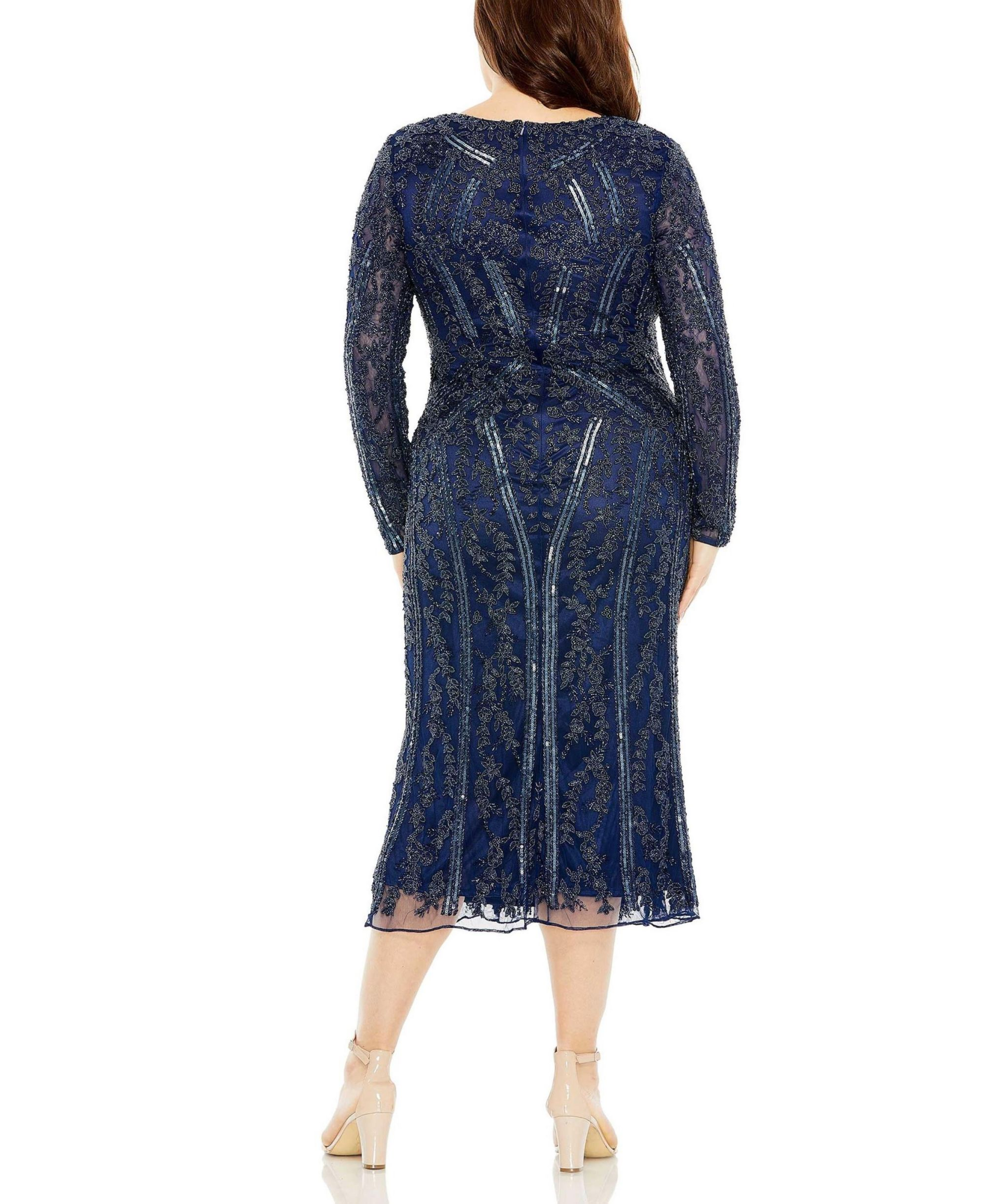 Plus Long Sleeve Embellished Gown — Image 3