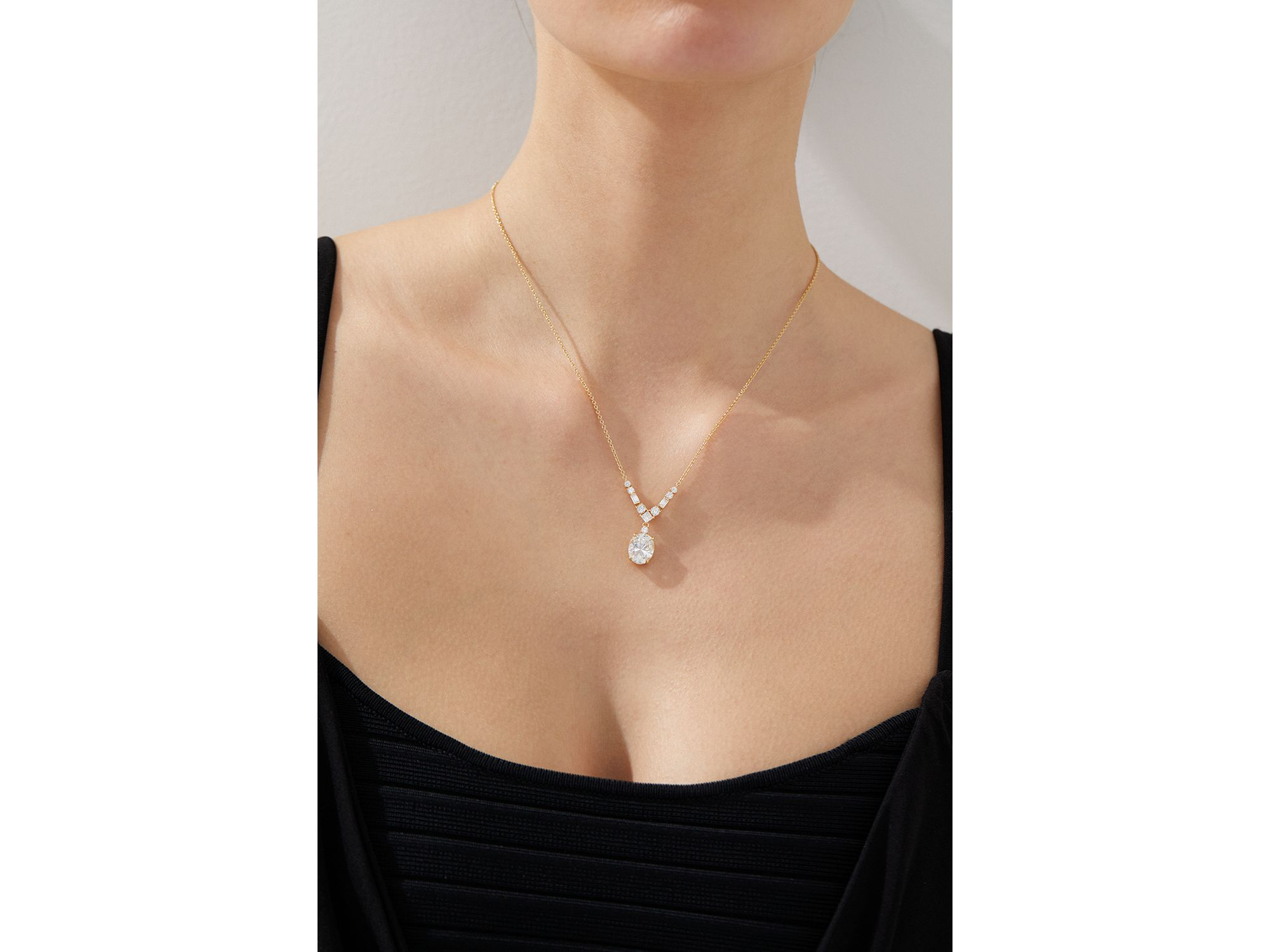Cubic Zirconia Pendant Necklace in 18K Gold Plated, 16"-18" — Image 3