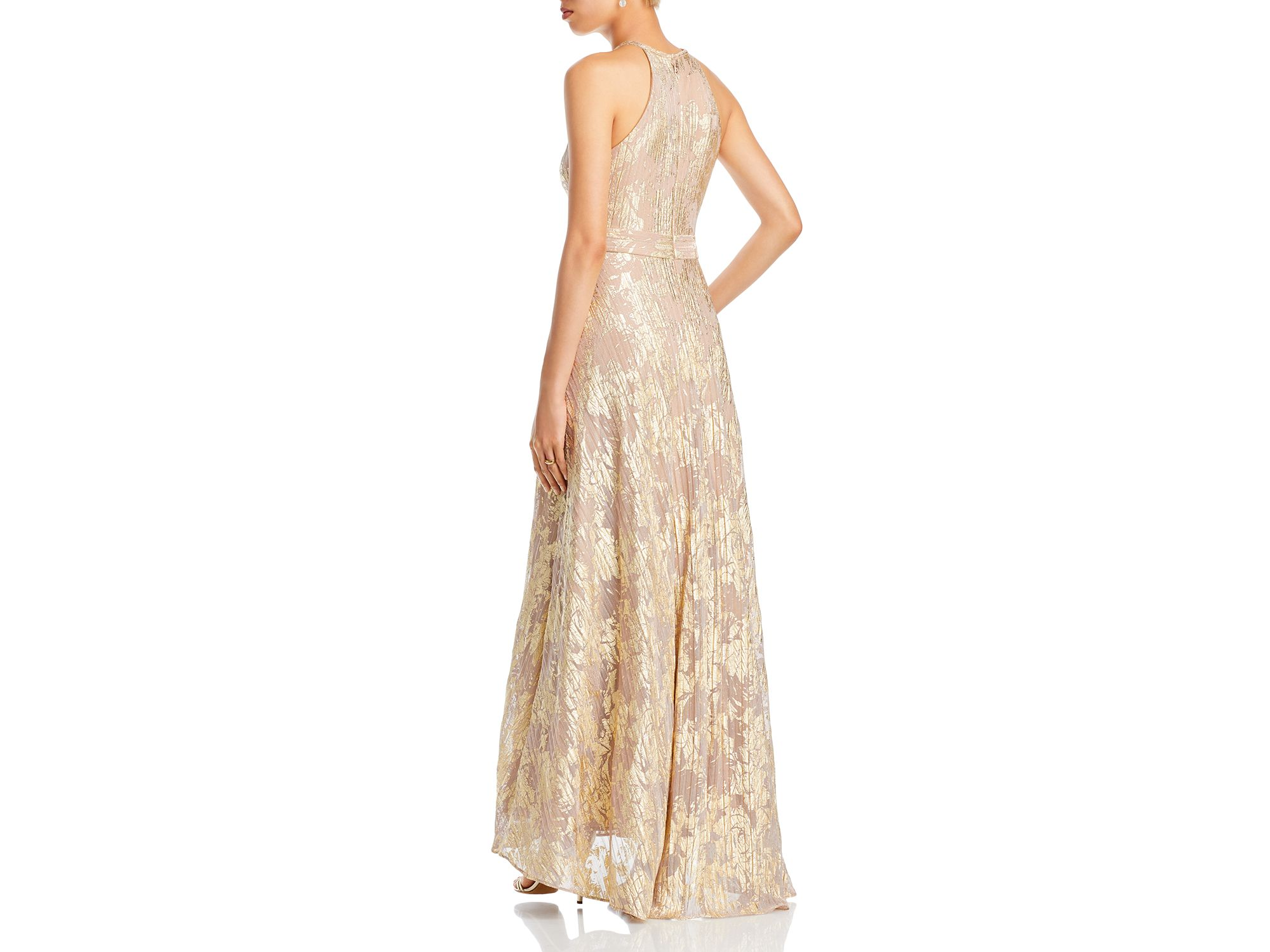 Foil Knit Metallic Halter Gown - Exclusive — Image 7