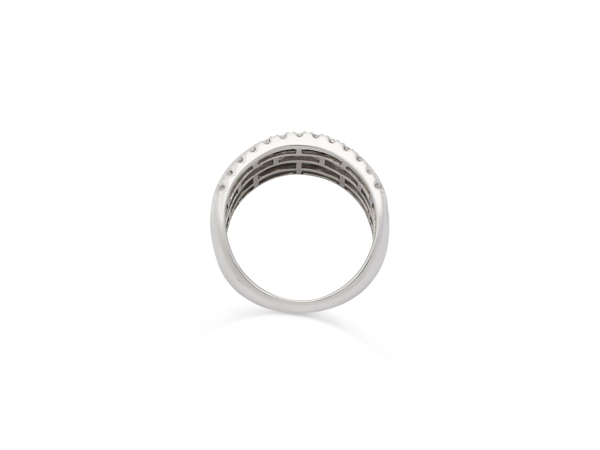 Diamond Triple Row Ring in 14K White Gold, 1.50 tcw — Image 3