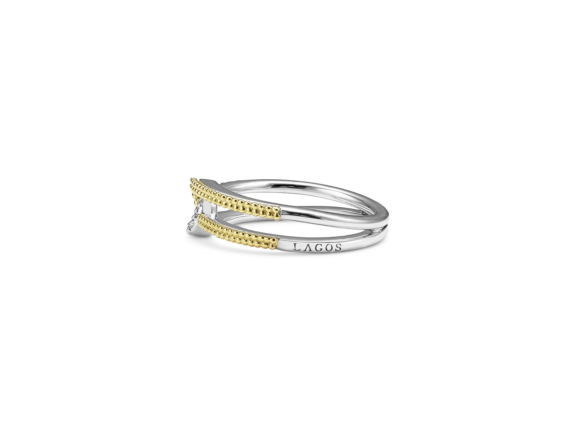 18K Yellow Gold & Sterling Silver Caviar Lux-Clip Diamond Small  Statement Ring - Exclusive — Image 4