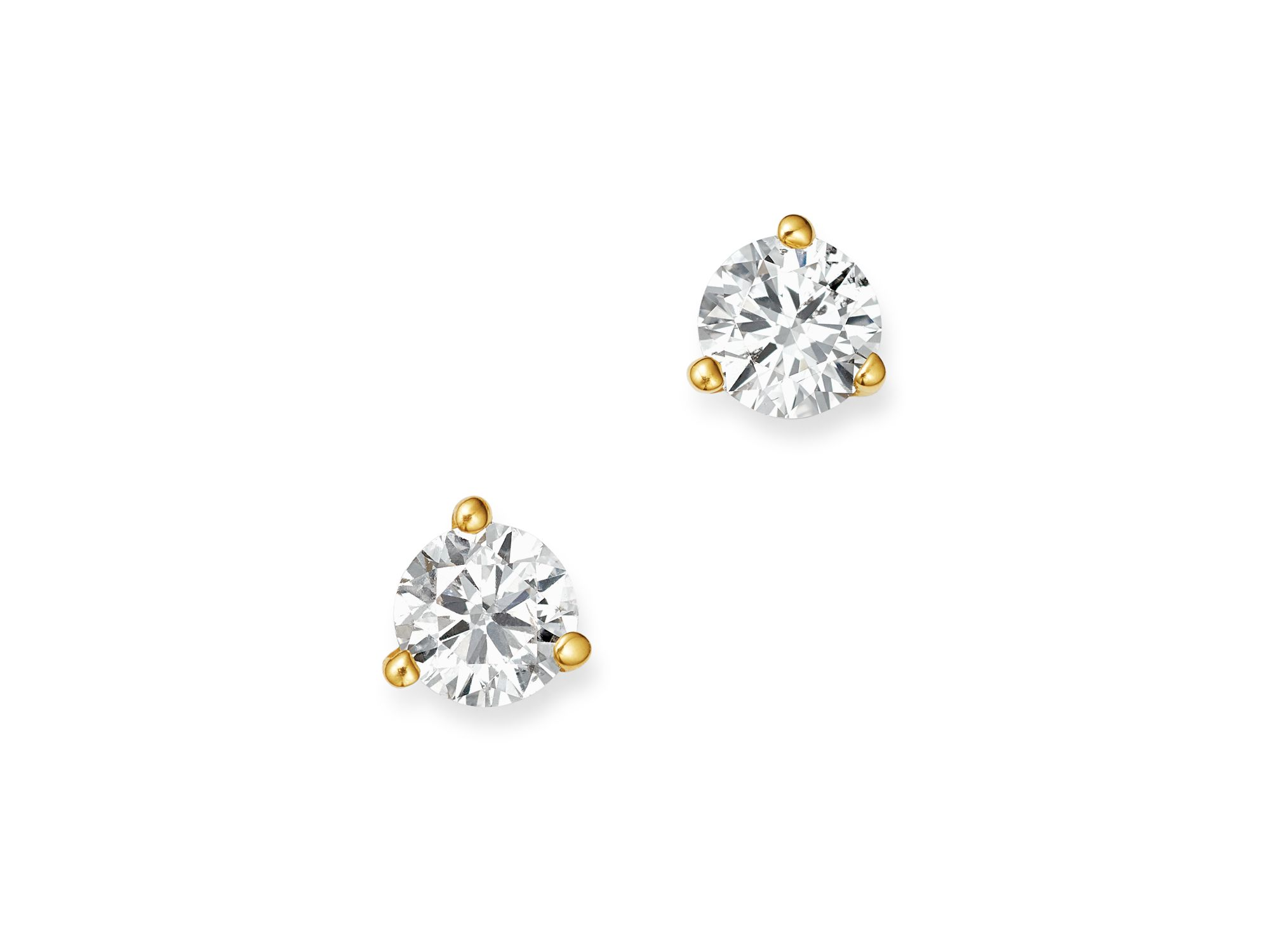 Certified Diamond Stud Earrings in 18K Yellow Gold Martini Setting — Image 11