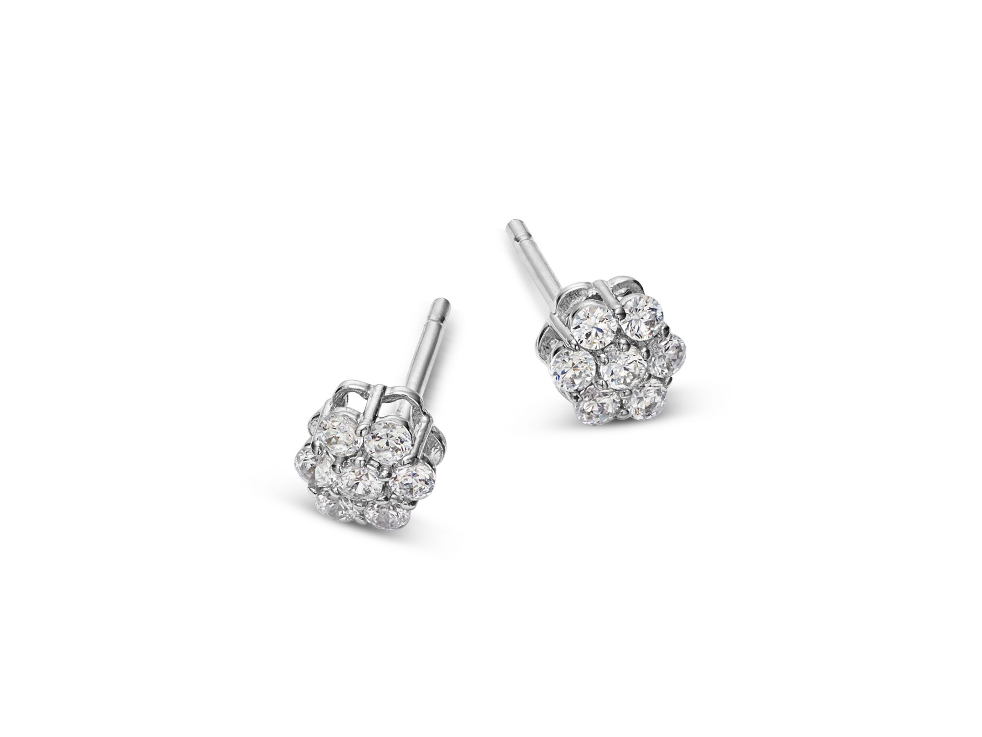 Diamond Flower Cluster Stud Earrings in 14K White Gold, 0.25 tcw — Image 3
