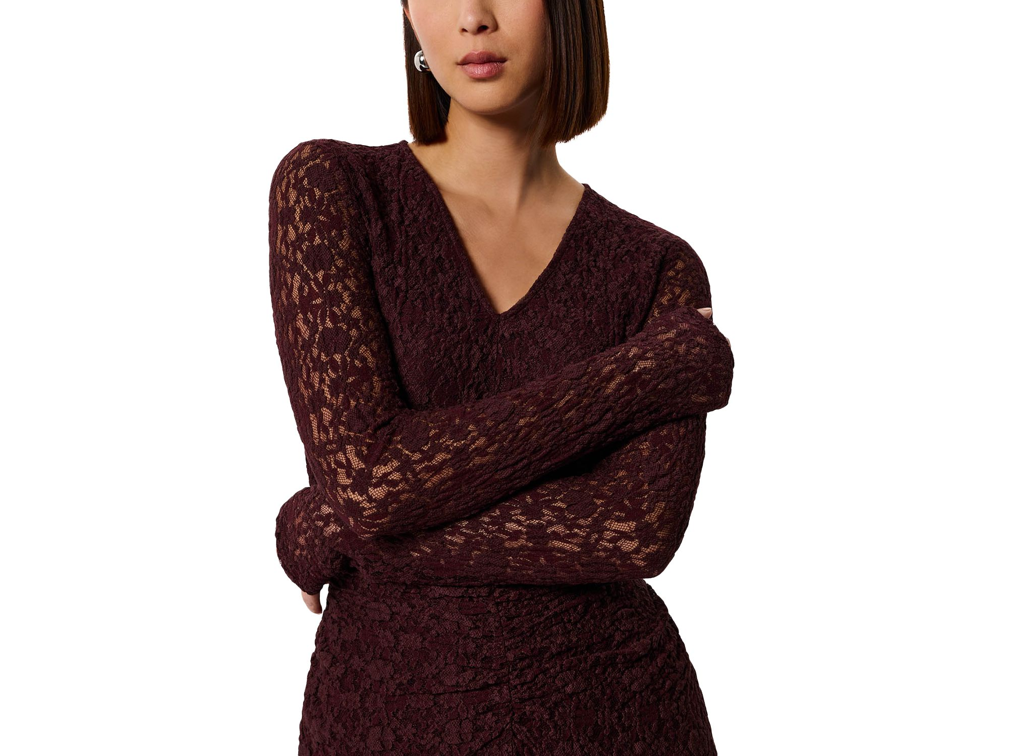 Ruched Bodice Lace Dress - Exclusive — Image 3