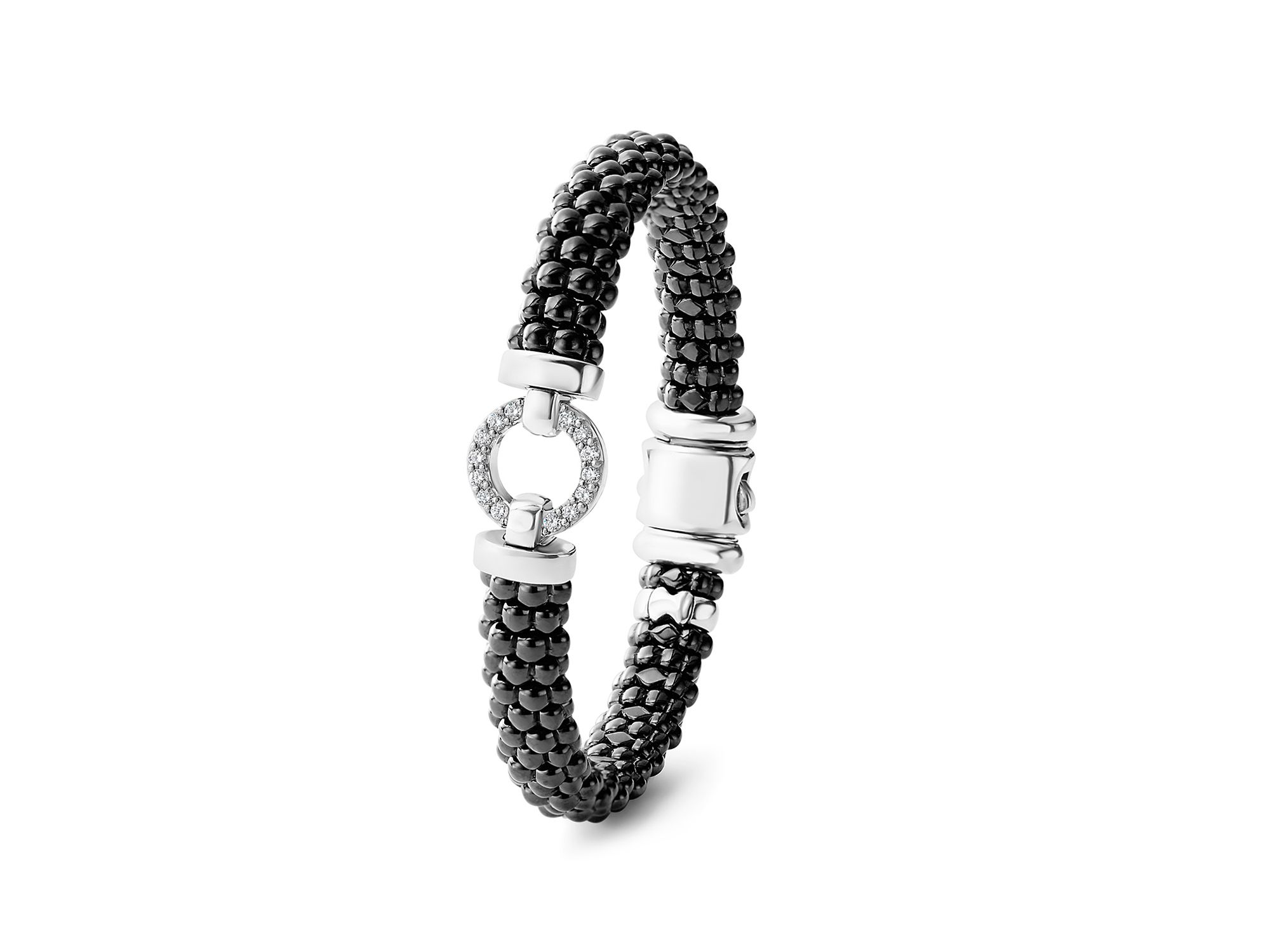 Black Caviar Ceramic Bracelet with Sterling Silver and Diamonds — Image 4