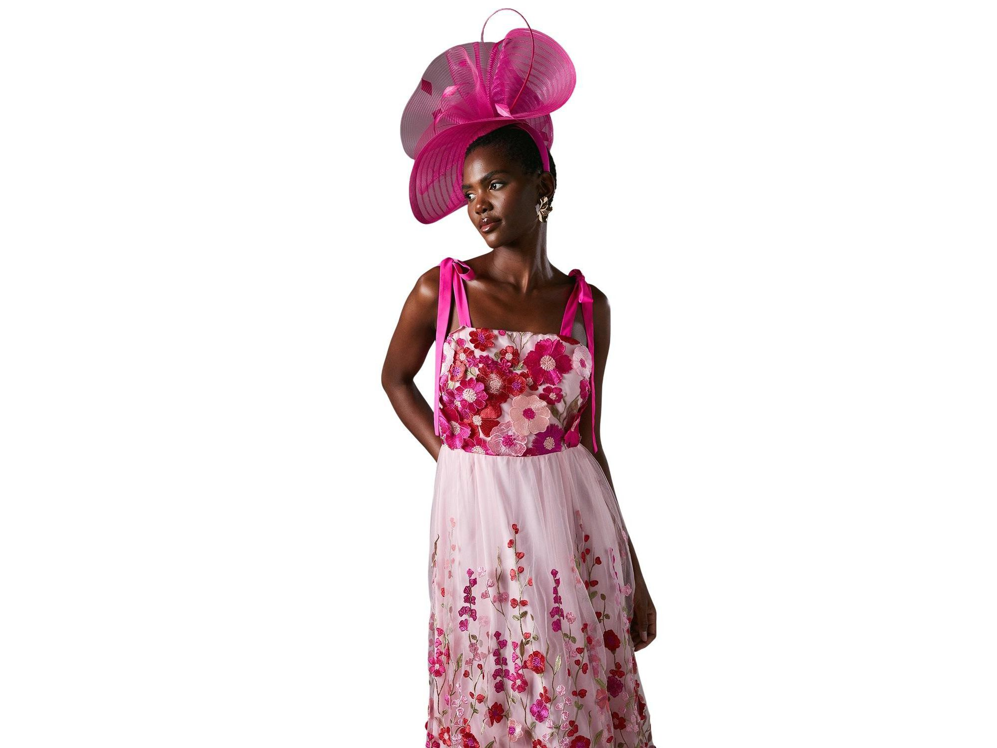 Embroidered Mesh Midi Dress — Image 3
