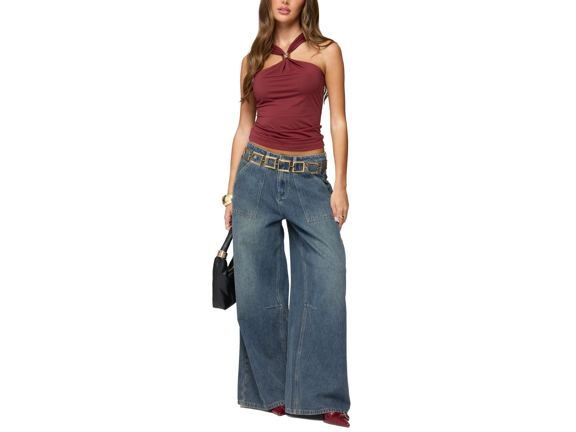 Jaycee Low Rise Baggy Carpenter Jeans in Blue Washed — Image 4