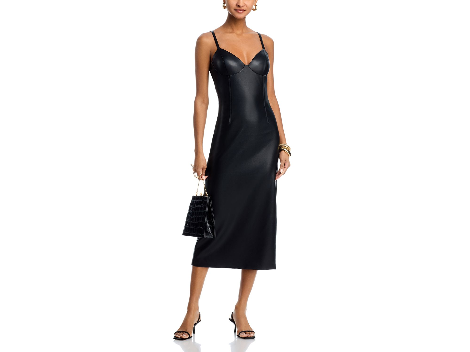 Faux Leather Strap Dress — Image 3