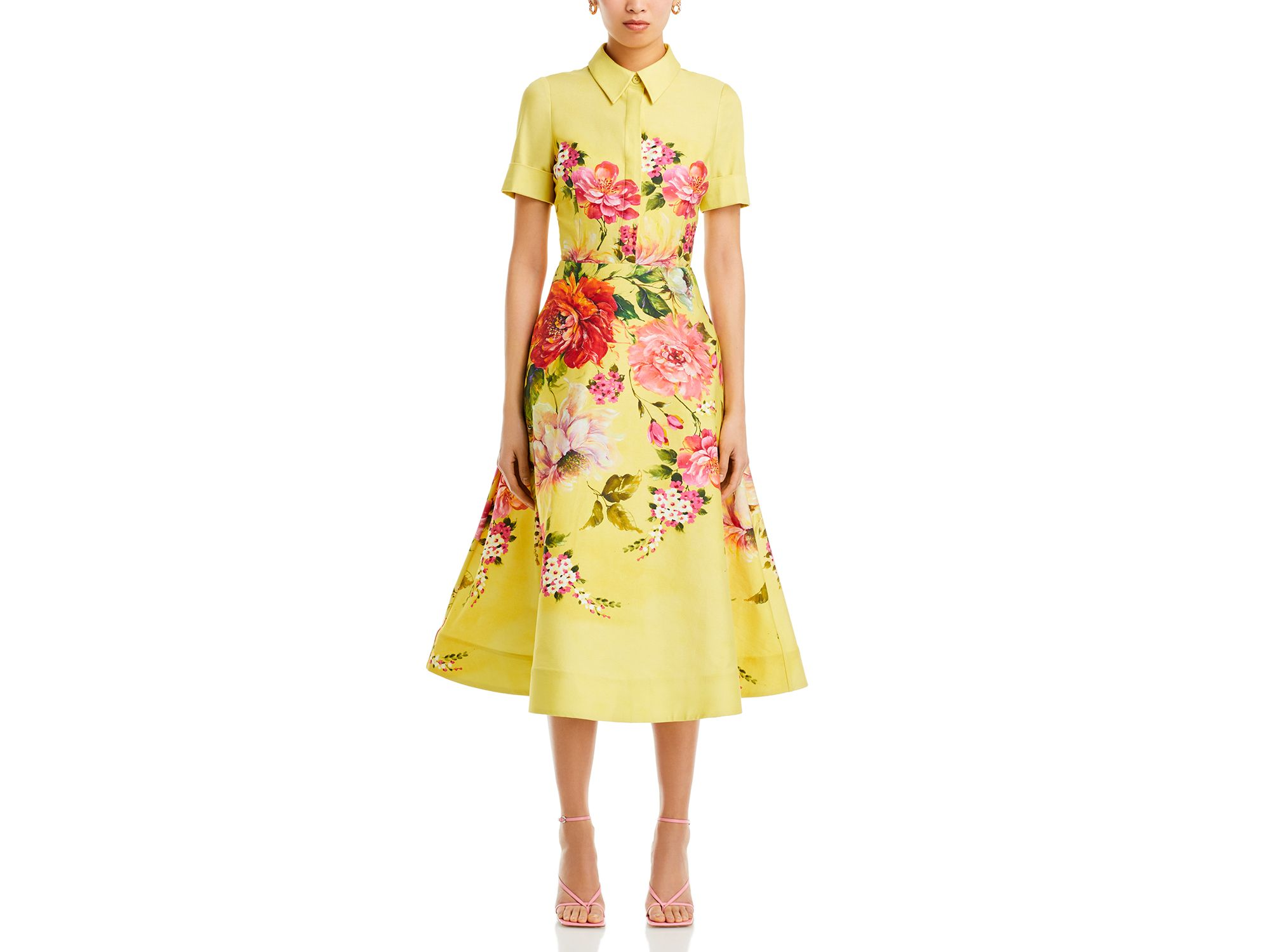 Bold Floral Print Shirt Midi Dress — Image 6