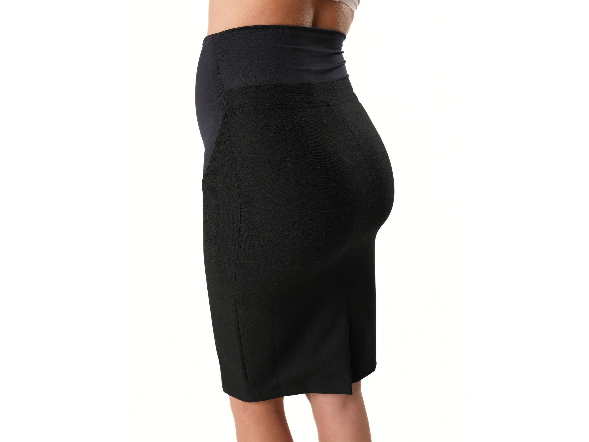 Women's Knee Length Maternity Pencil Skirt with Stretch Bump Panel in Italian Suiting Fabric — Image 3
